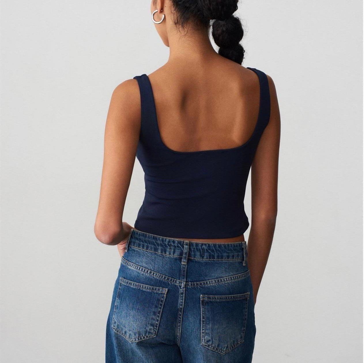 Fermuarlı Crop - Lacivert
