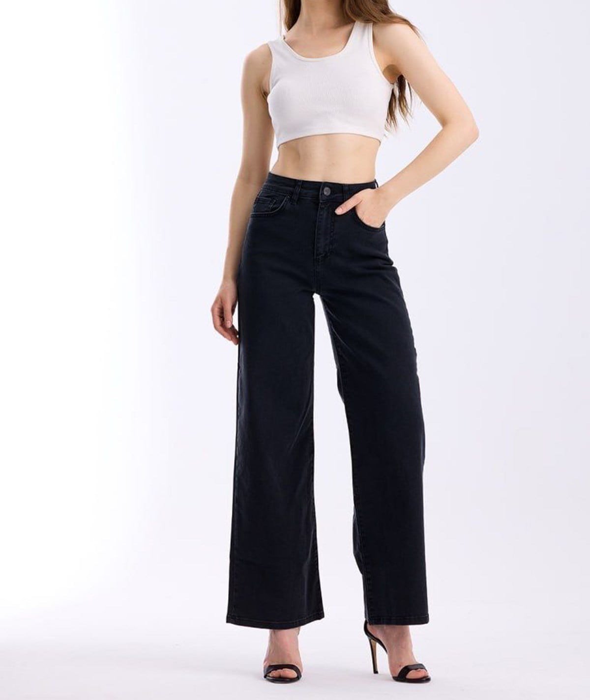 Geniş Paça Jean Siyah