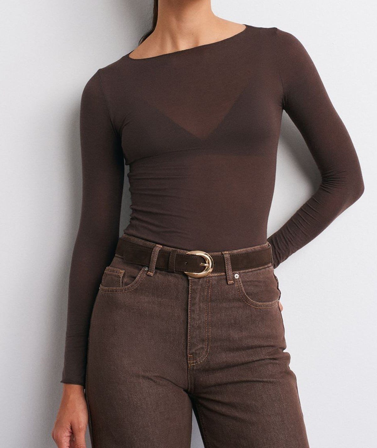 Kayık Yaka Modal Kaşmir Ultra Hafif Bluz – Kahve
