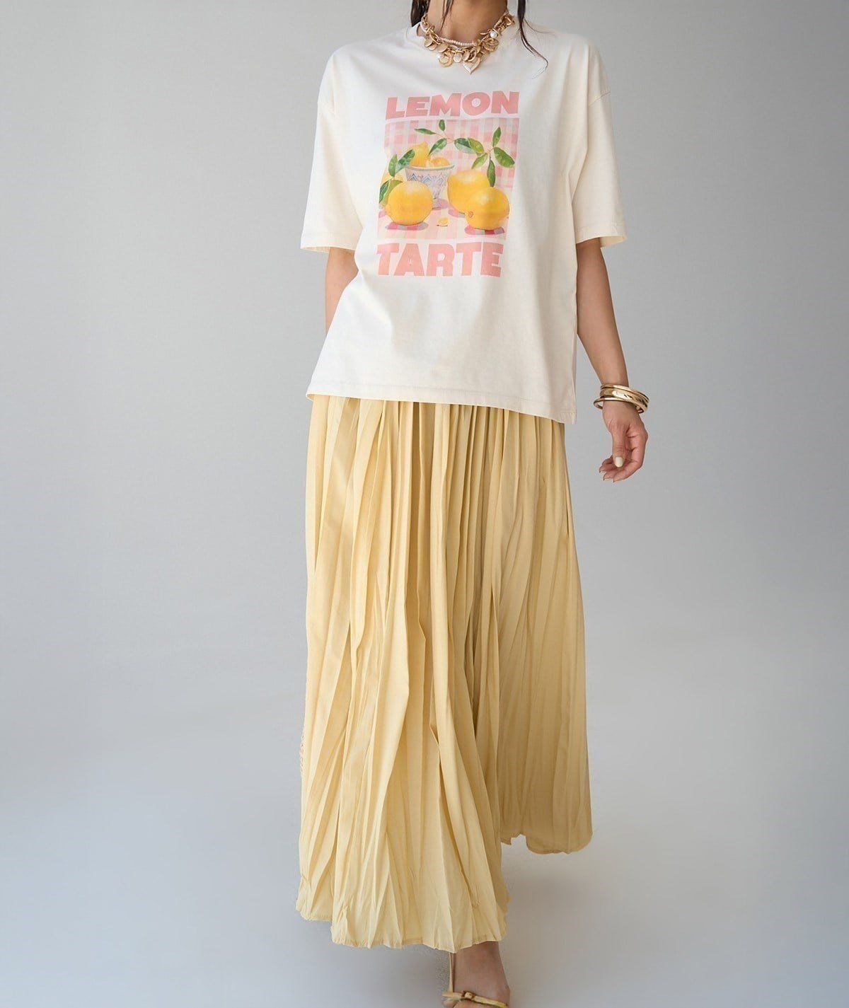 Lemon Baskılı Oversize Tişört – Ekru