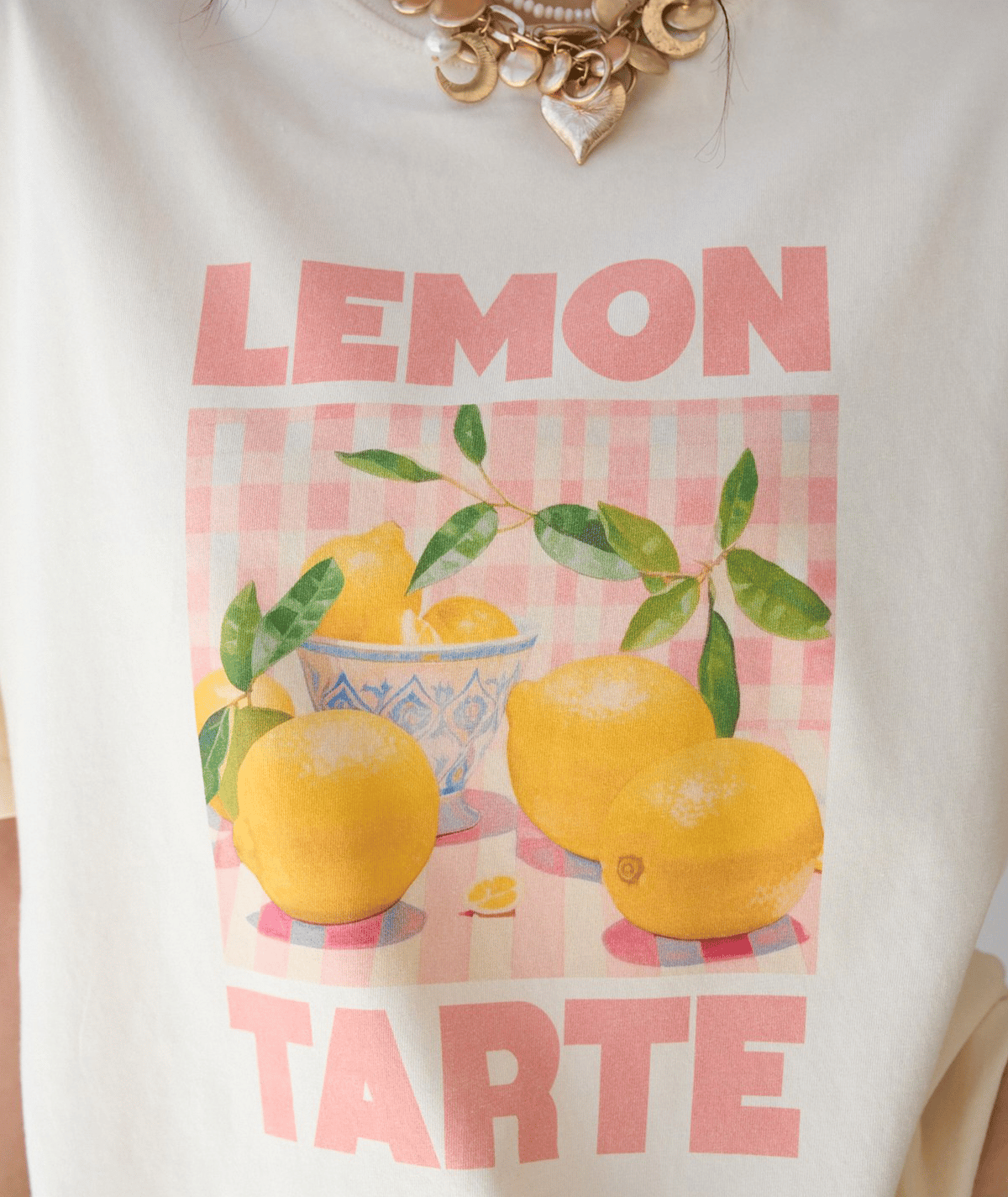 Lemon Baskılı Oversize Tişört – Ekru