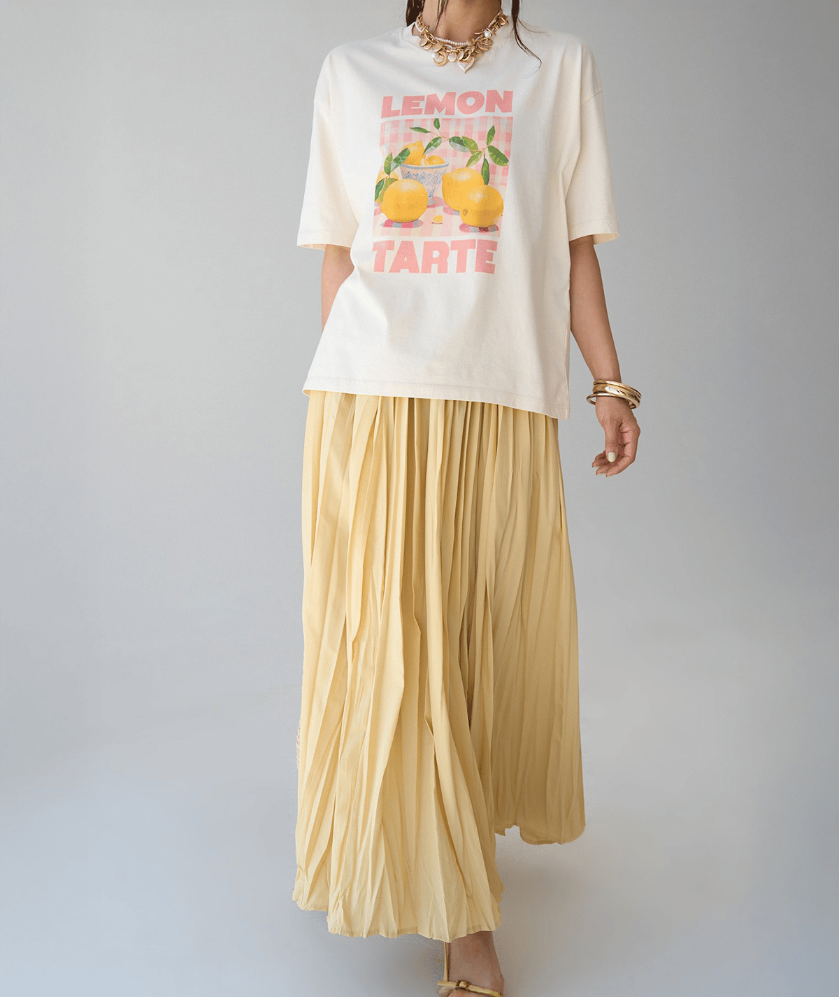 Lemon Baskılı Oversize Tişört – Ekru