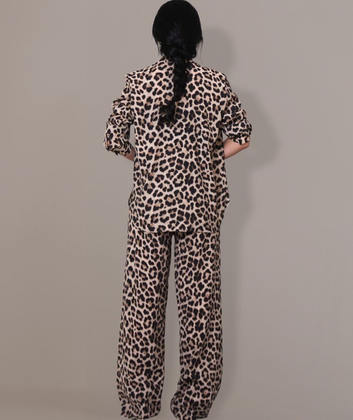 Leopar Desenli Gömlek & Pantolon Takım