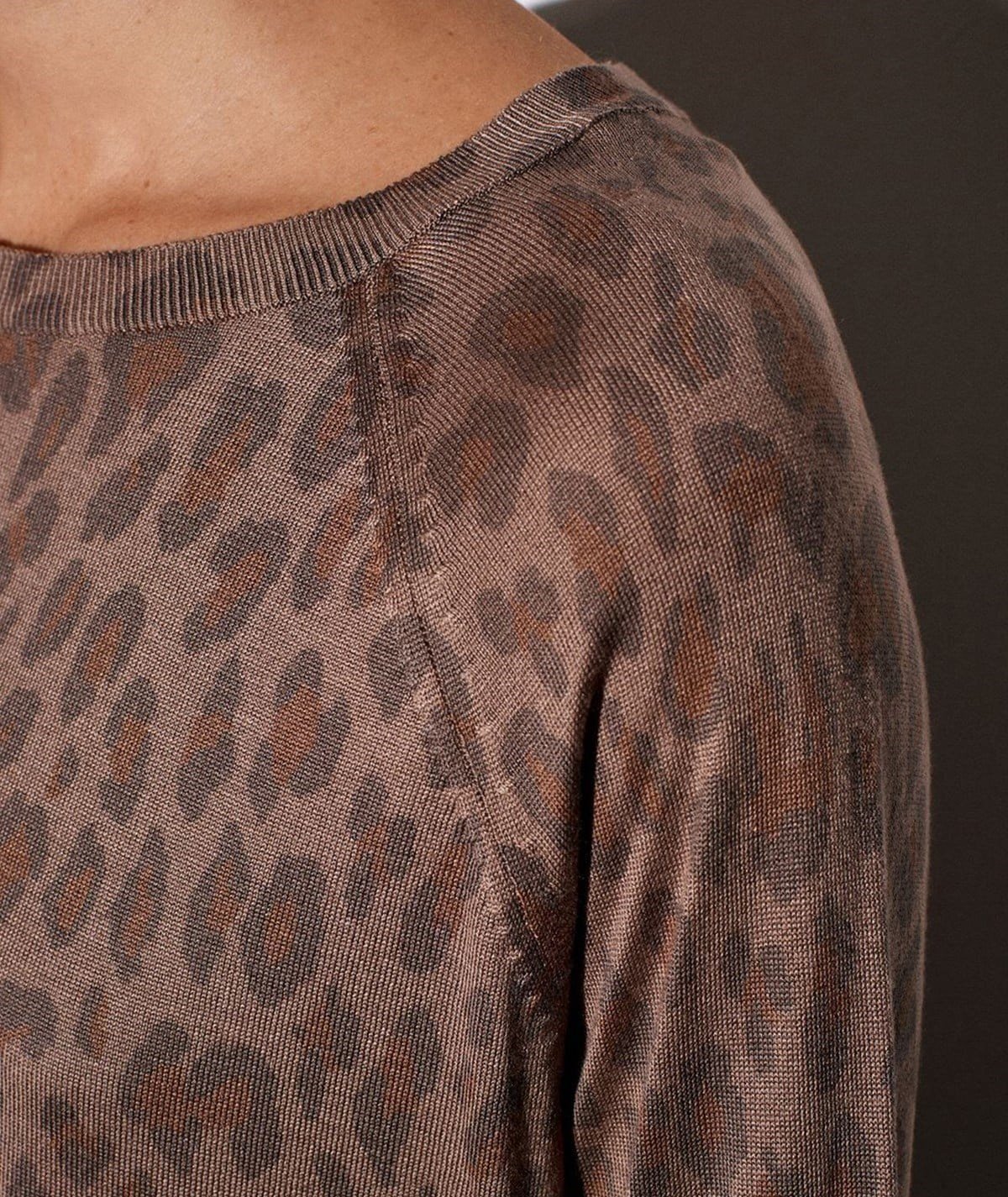 Leopar Desenli Triko Kazak-Vizon