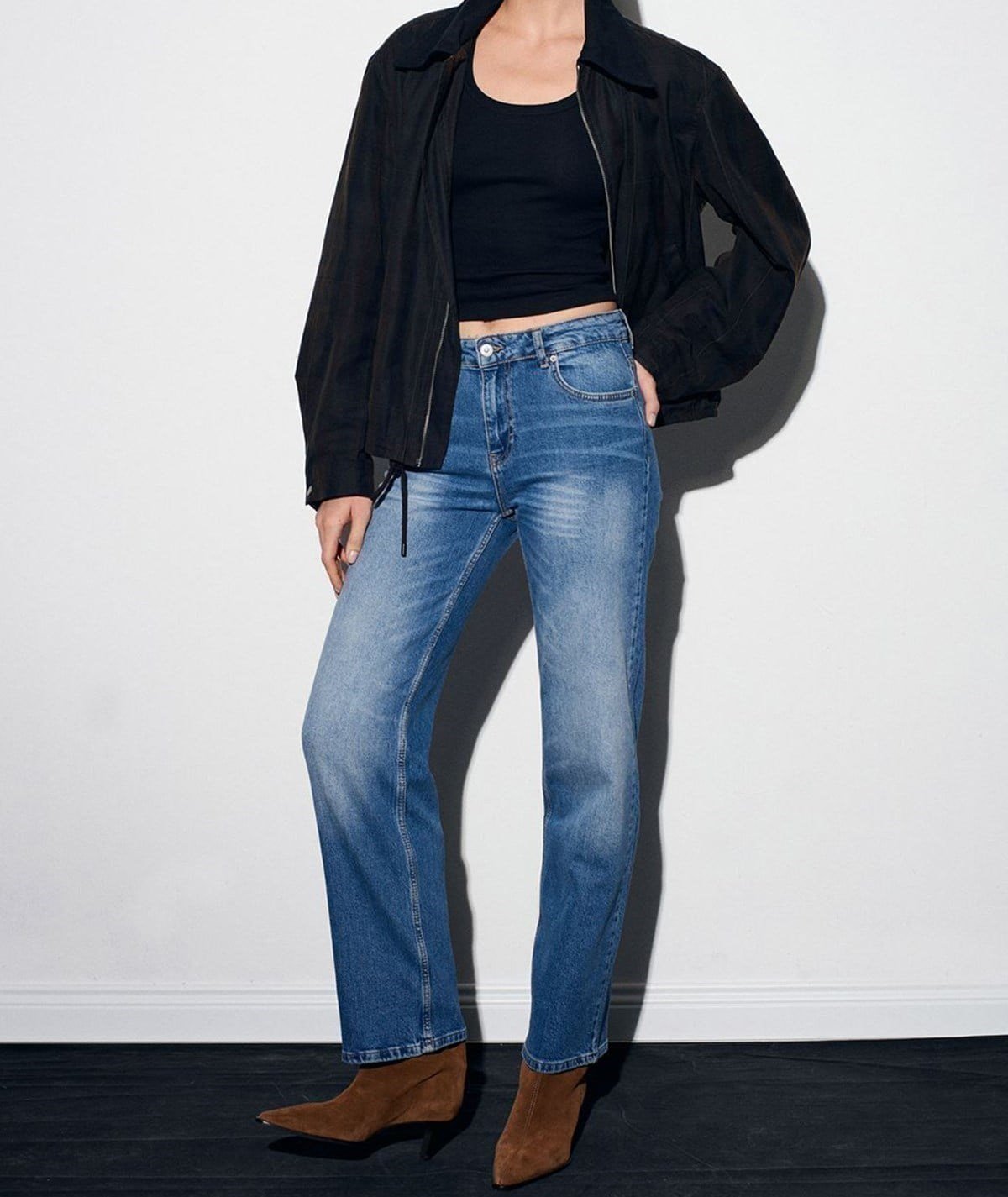 Likralı Wide Leg Jean – Mavi