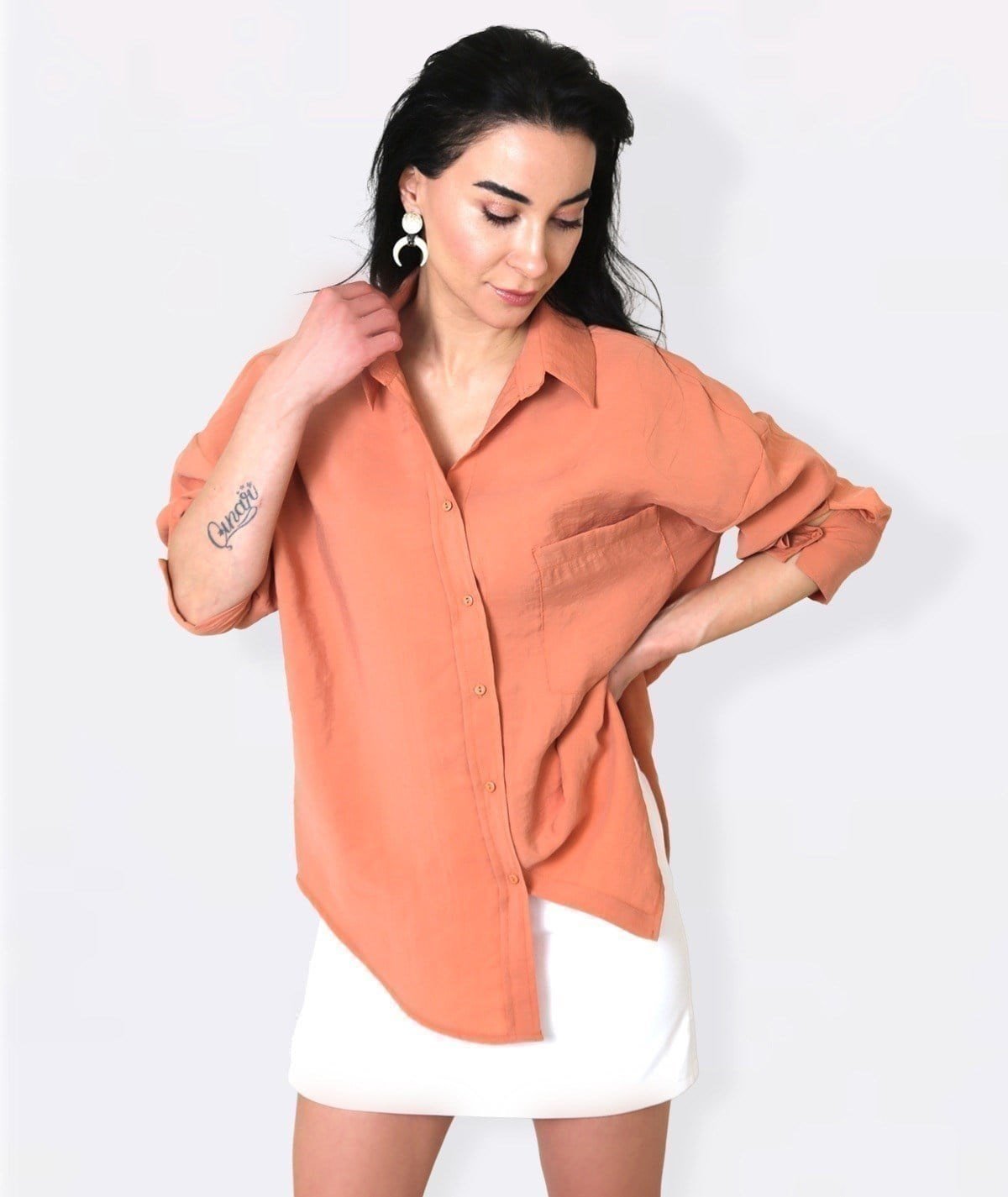 Oversize Soft Turuncu Tonlu Gömlek