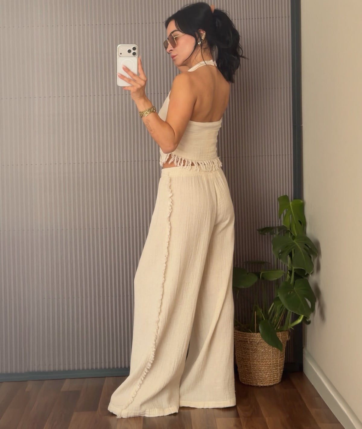 Püskül Detaylı Takım - Naturel