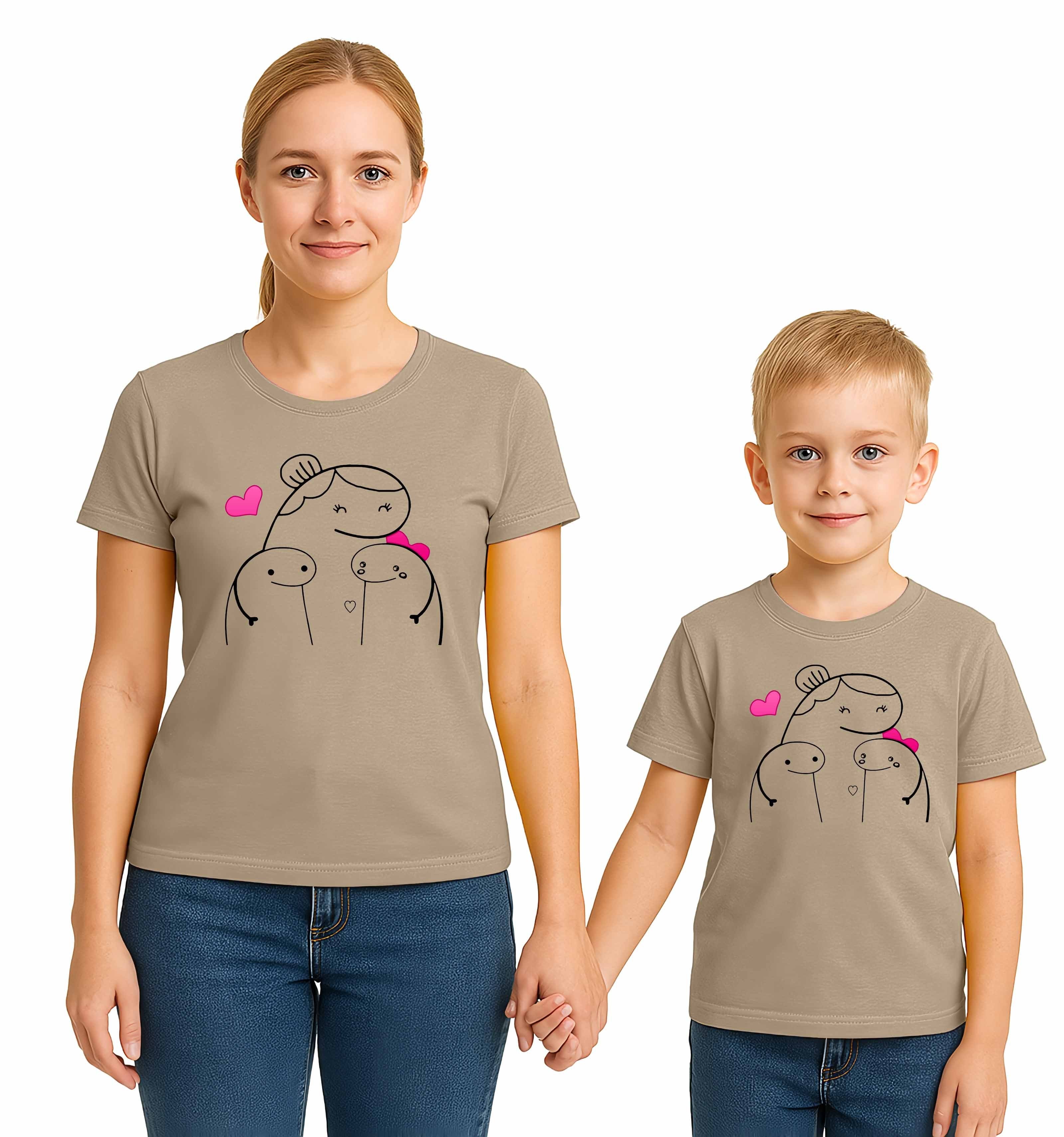 anneler günü Baskılı kadın ve çocuk tshirt pamuklu penye kumaş