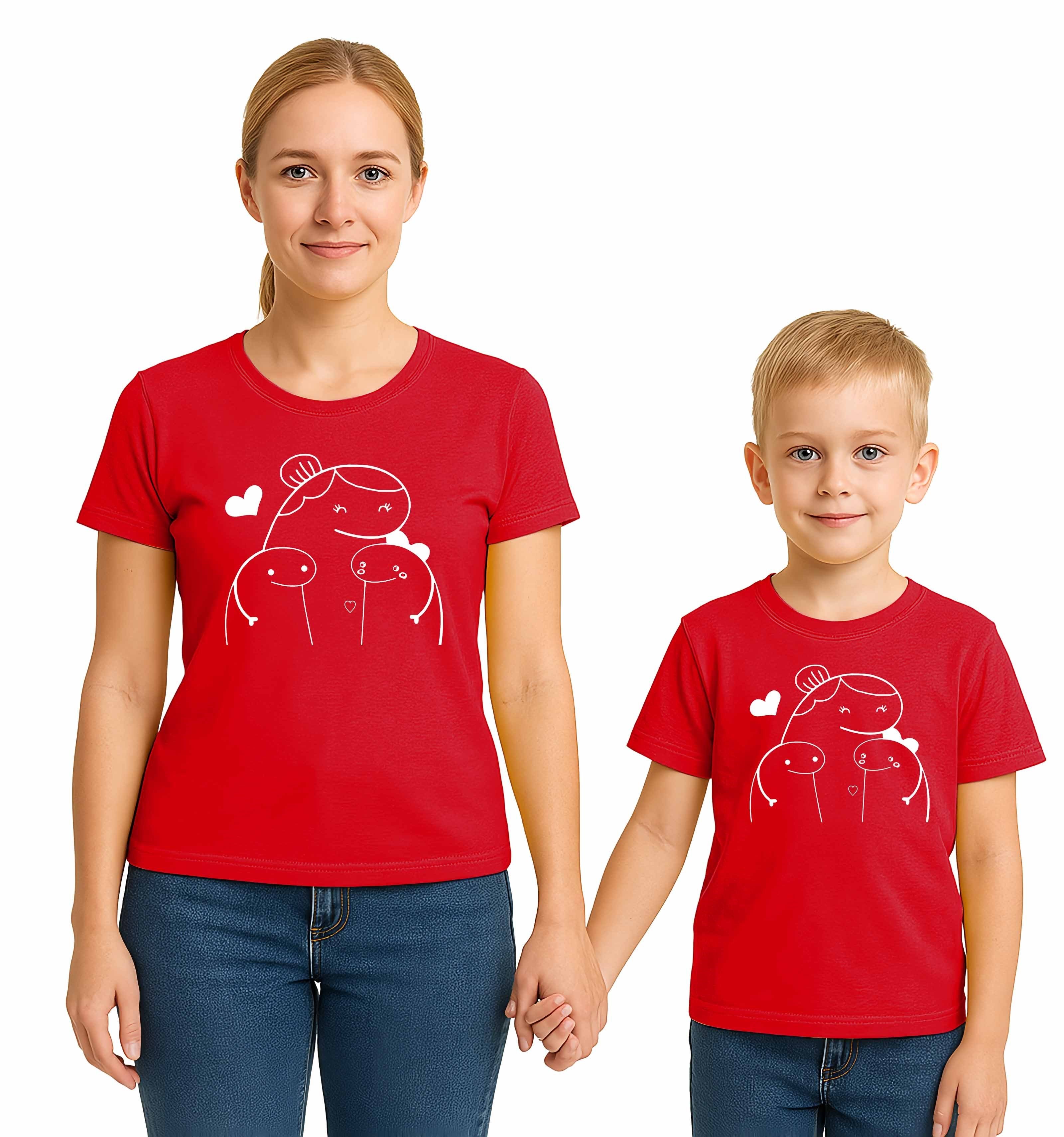 anneler günü Baskılı kadın ve çocuk tshirt pamuklu penye kumaş