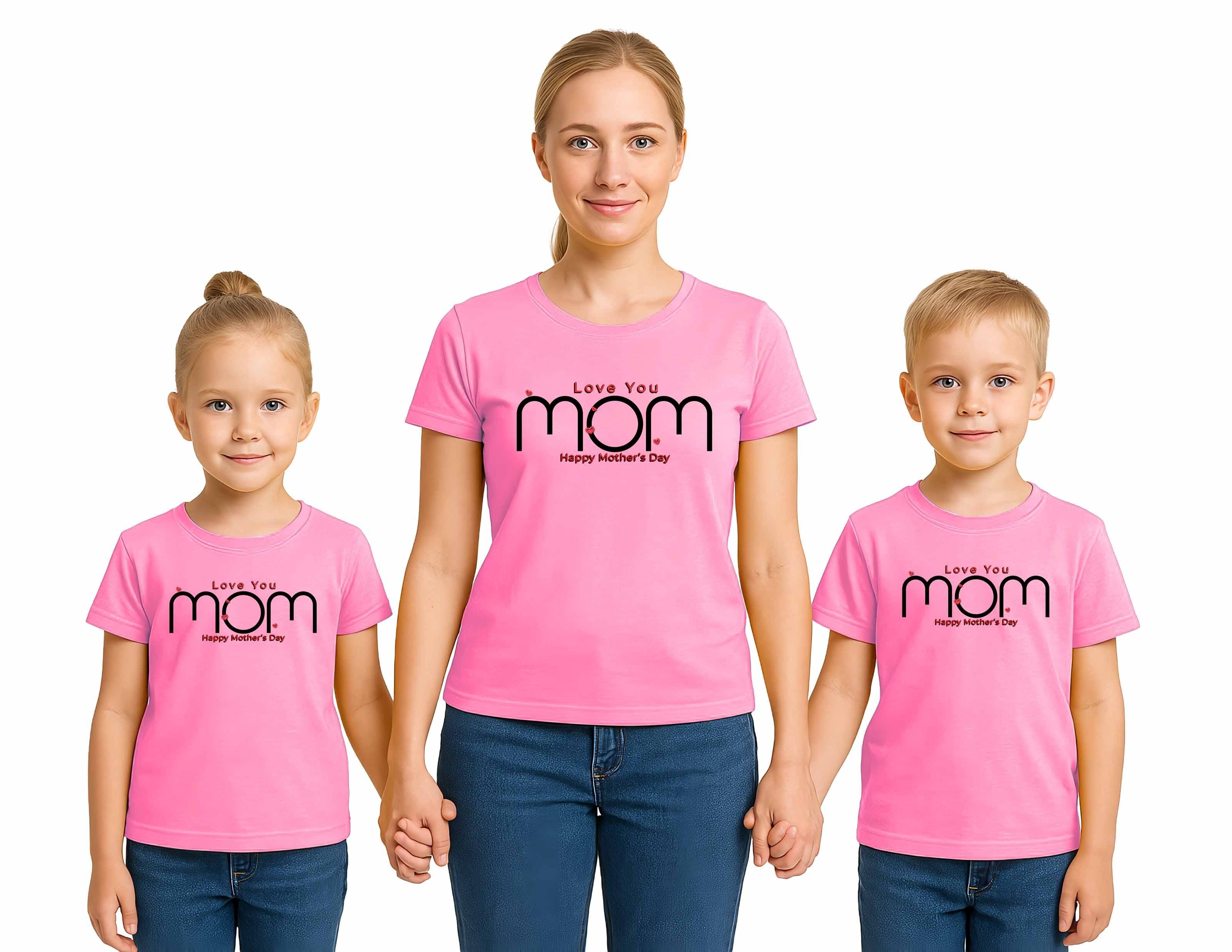 anneler günü Baskılı kadın ve çocuk tshirt pamuklu penye kumaş