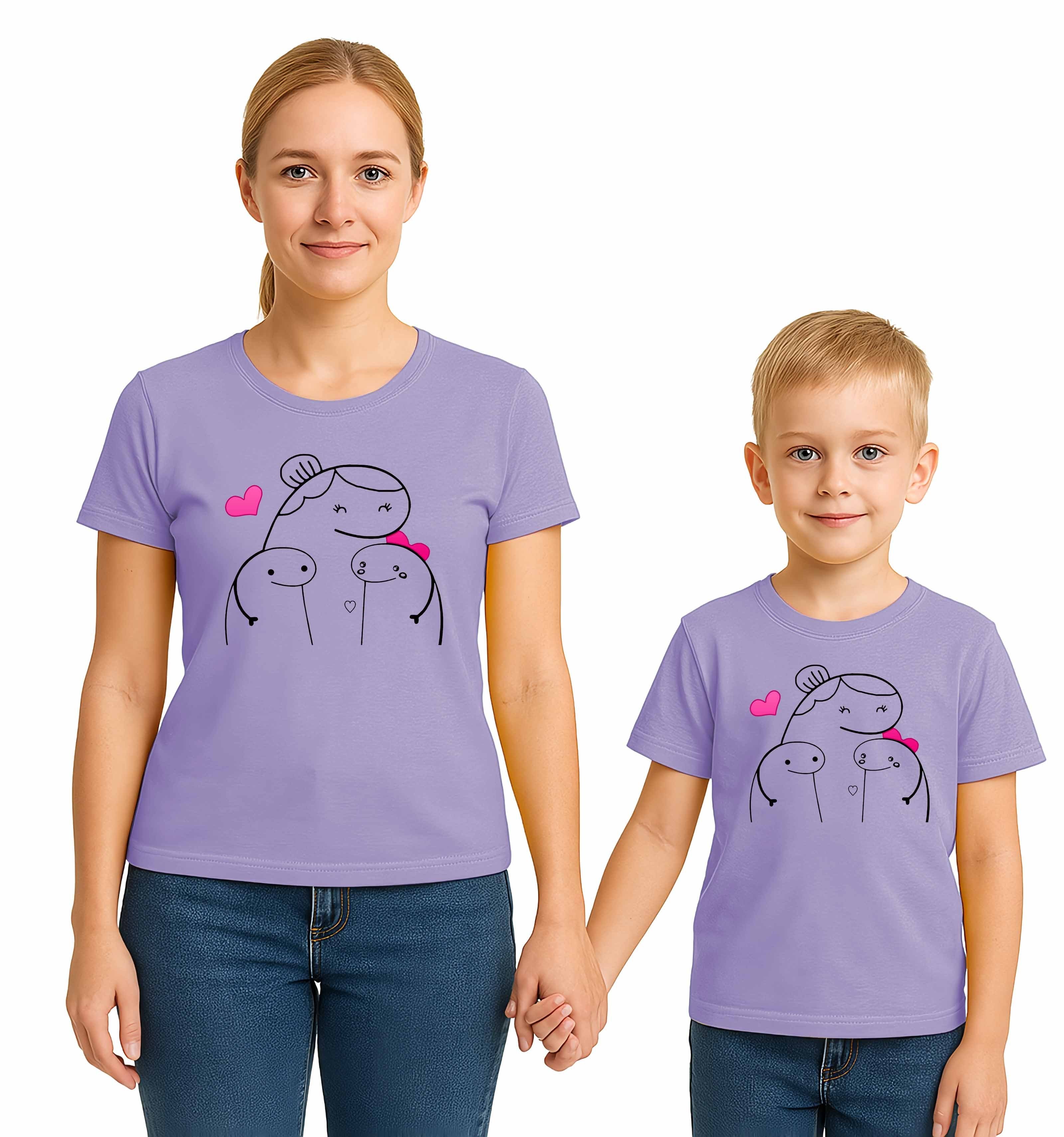 anneler günü Baskılı kadın ve çocuk tshirt pamuklu penye kumaş