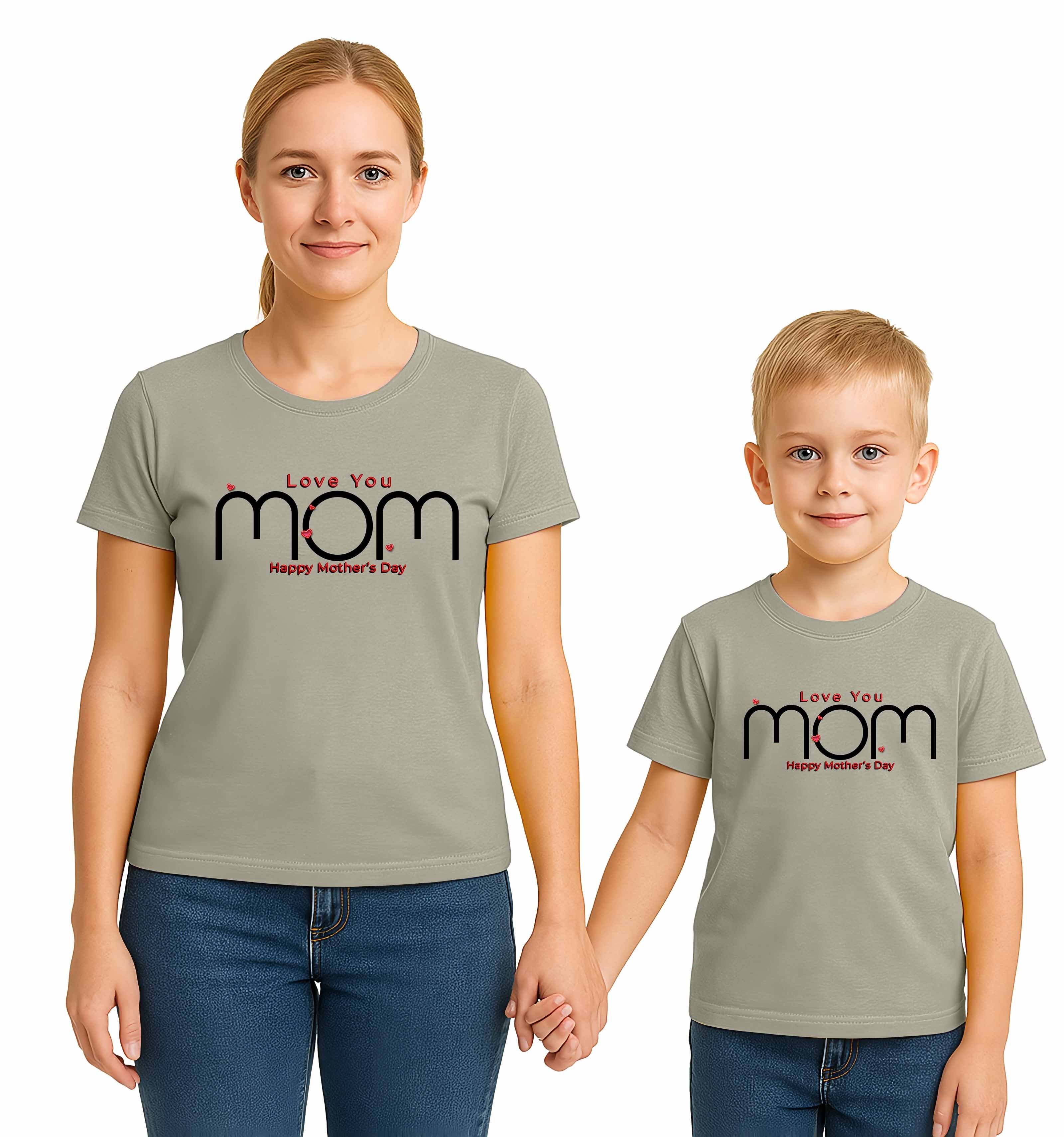 anneler günü Baskılı kadın ve çocuk tshirt pamuklu penye kumaş
