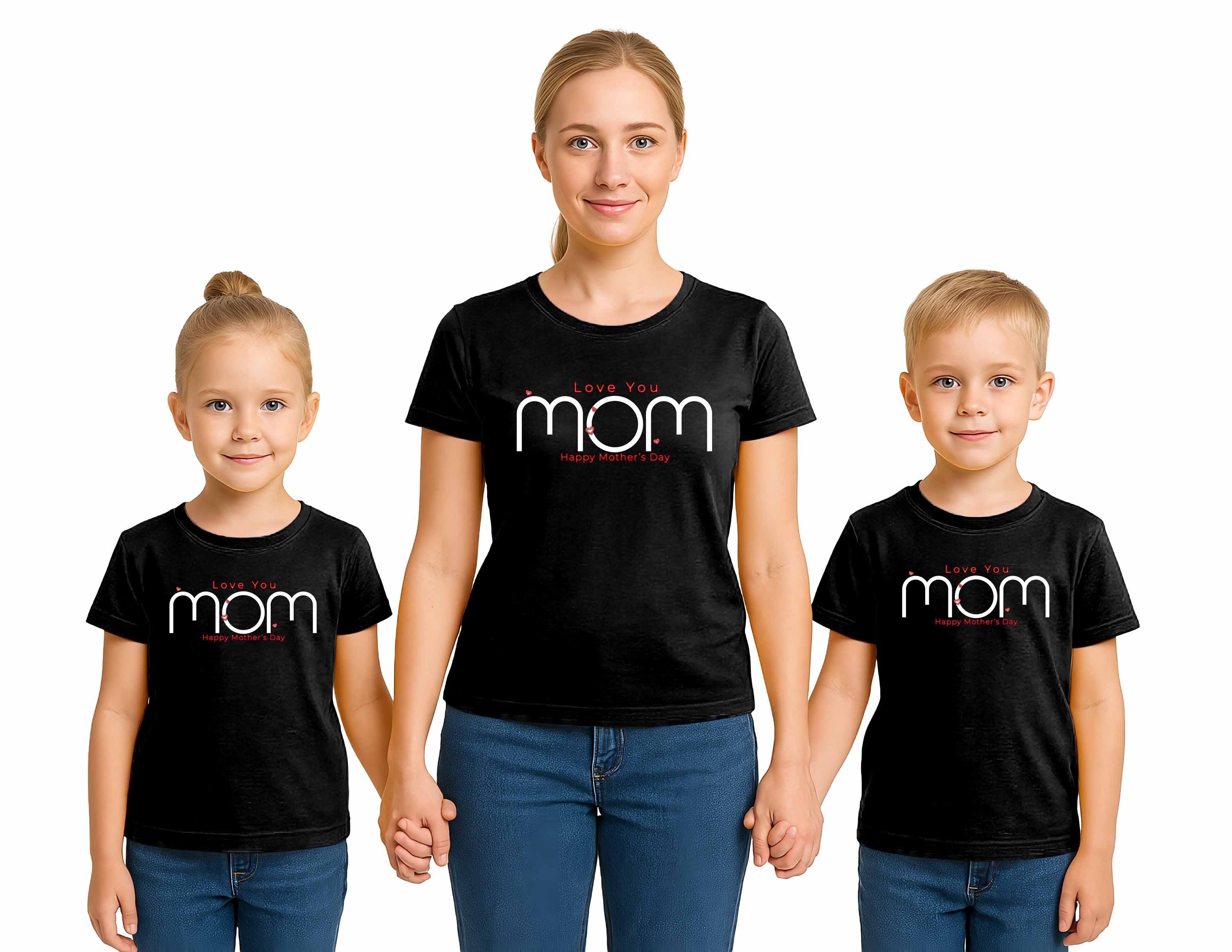anneler günü Baskılı kadın ve çocuk tshirt pamuklu penye kumaş
