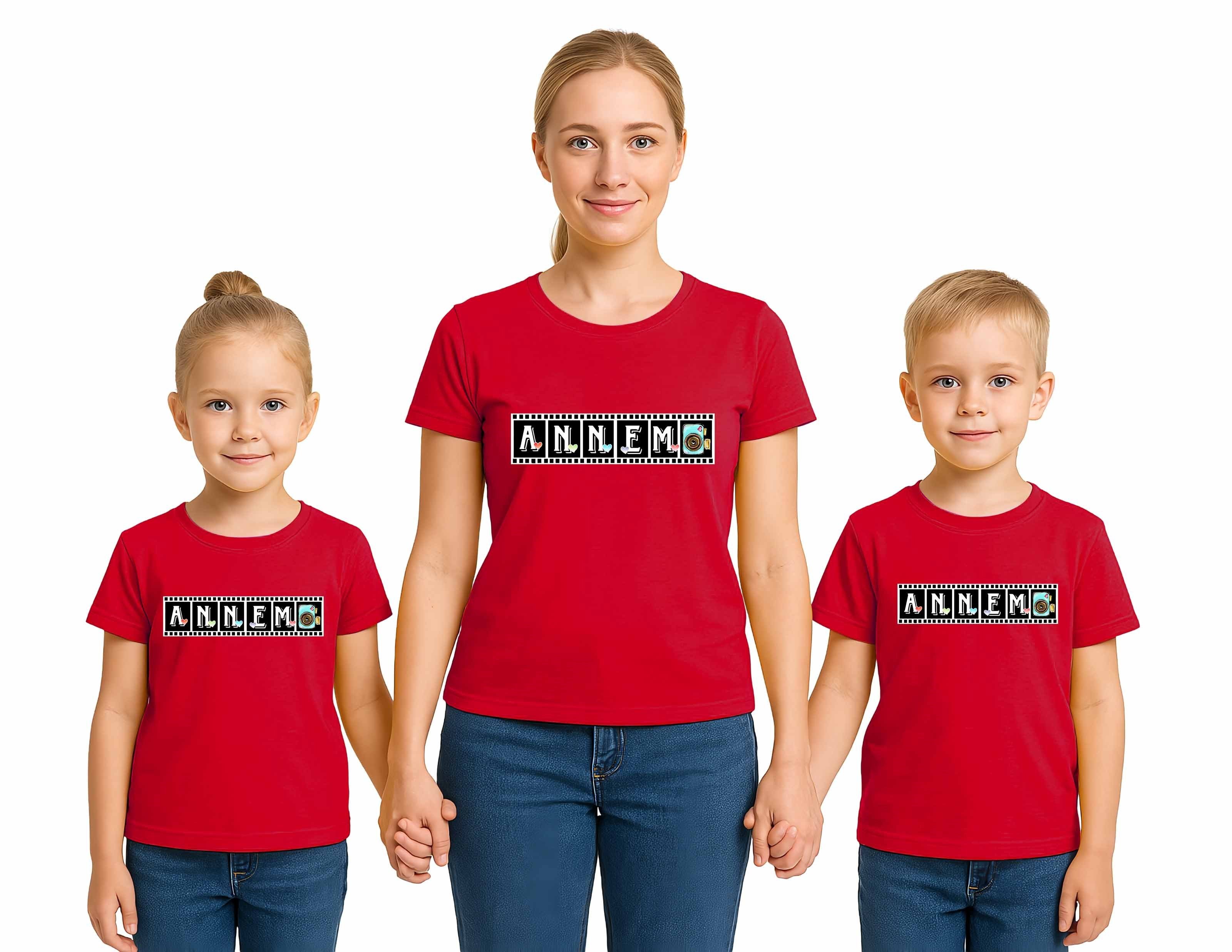 anneler günü Baskılı kadın ve çocuk tshirt pamuklu penye kumaş