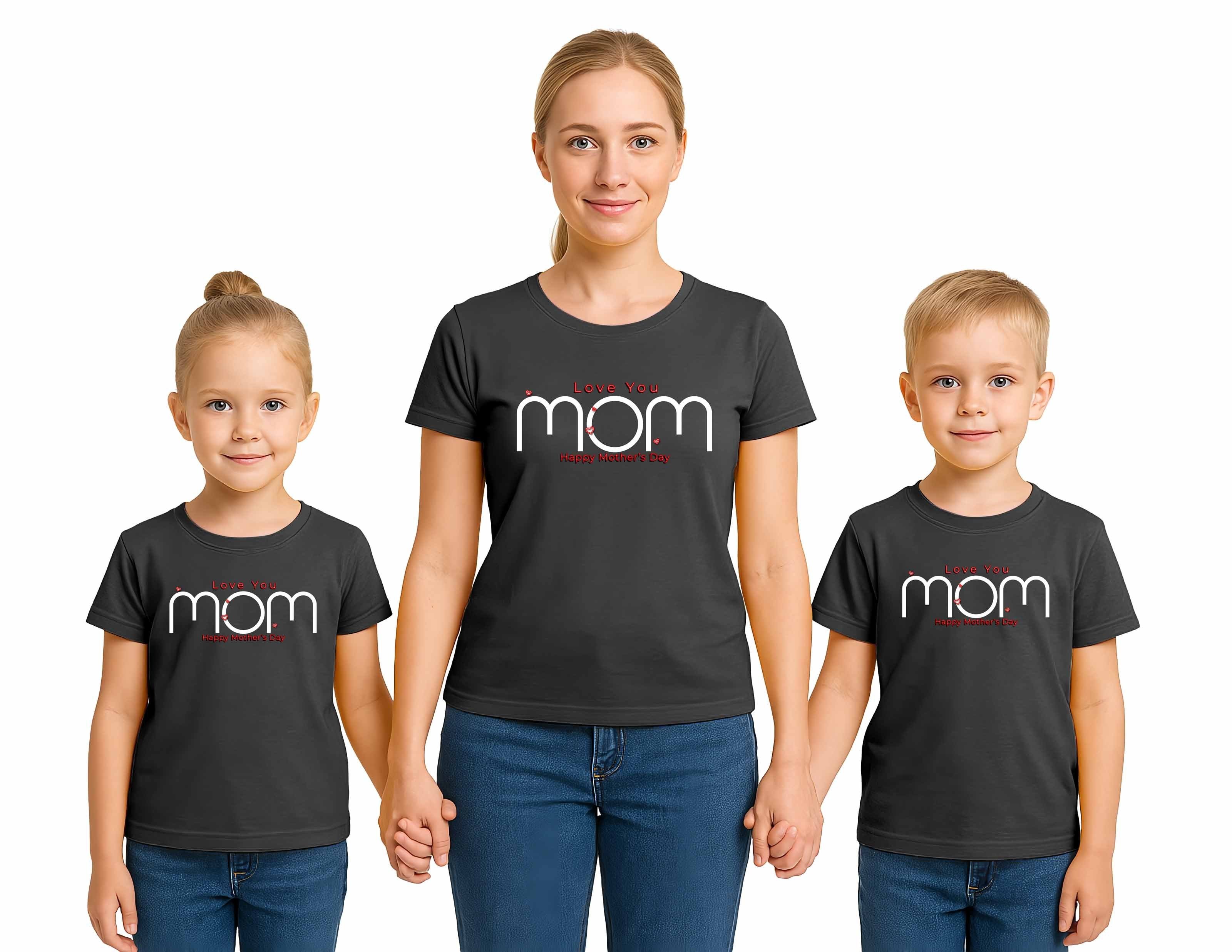 anneler günü Baskılı kadın ve çocuk tshirt pamuklu penye kumaş
