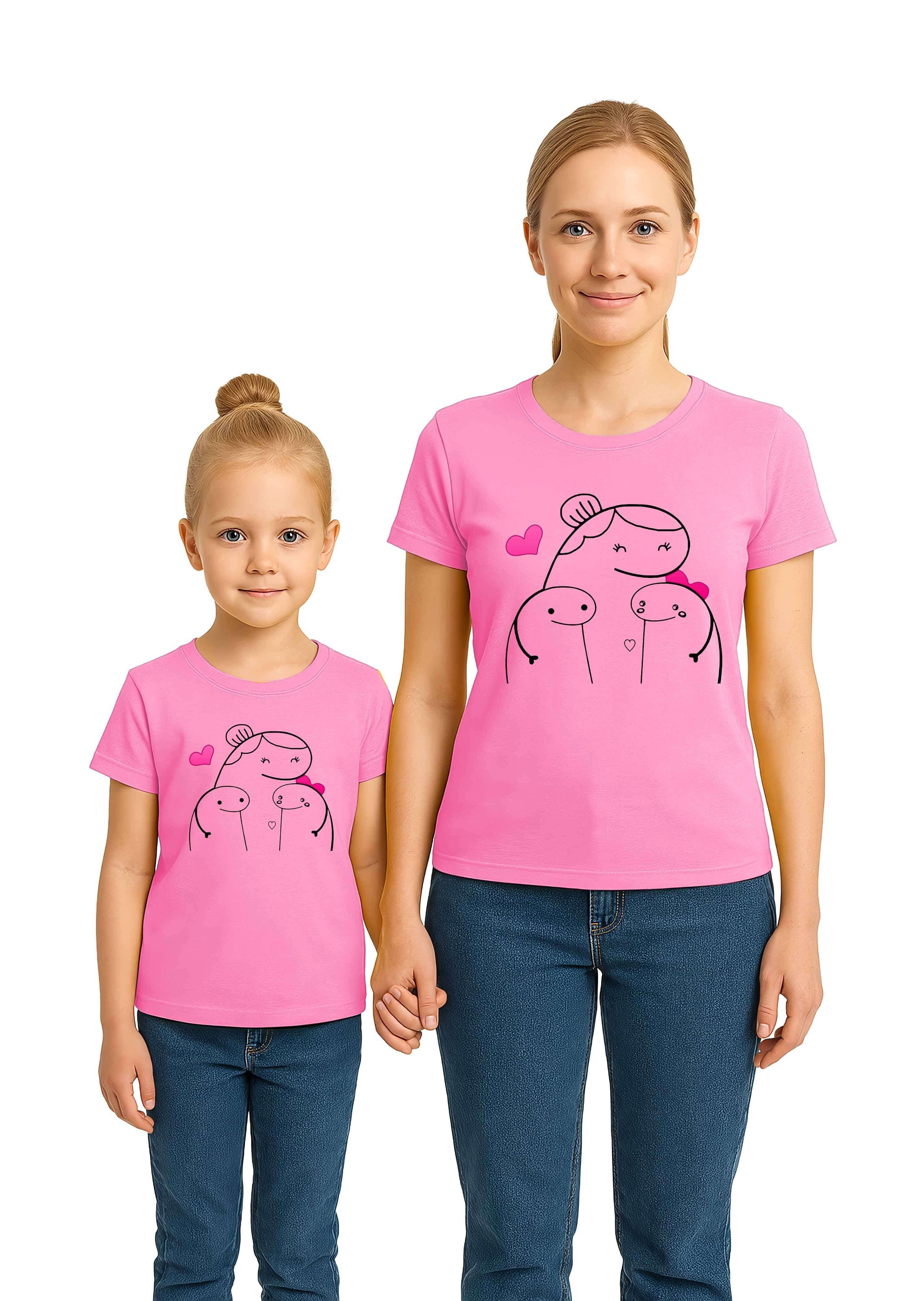 anneler günü Baskılı kadın ve çocuk tshirt pamuklu penye kumaş