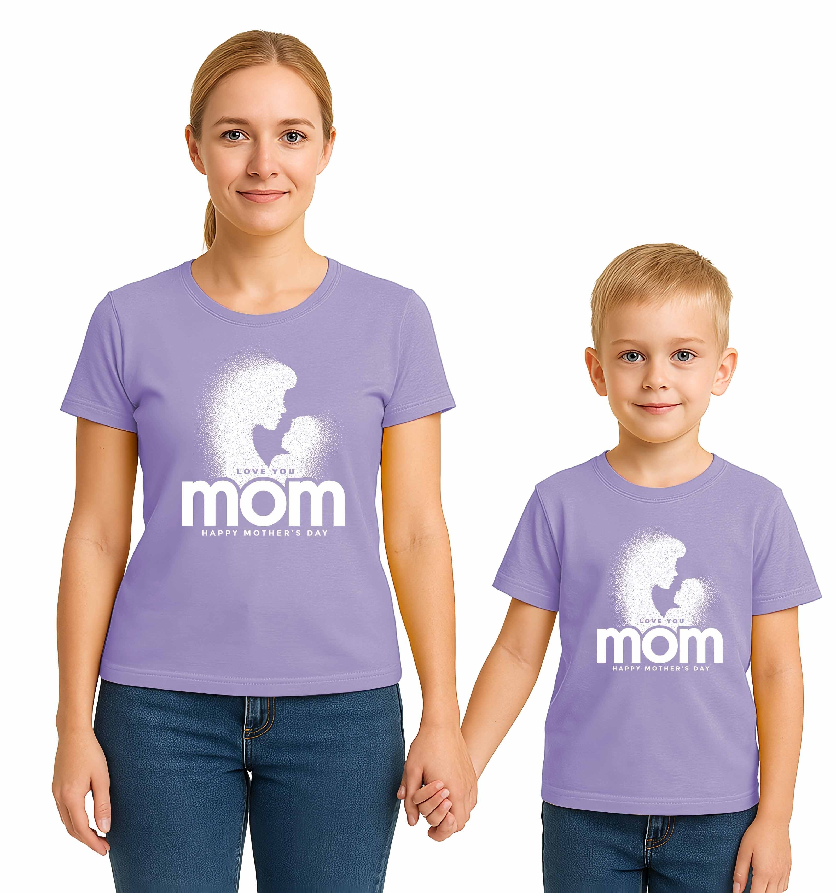anneler günü Baskılı kadın ve çocuk tshirt pamuklu penye kumaş