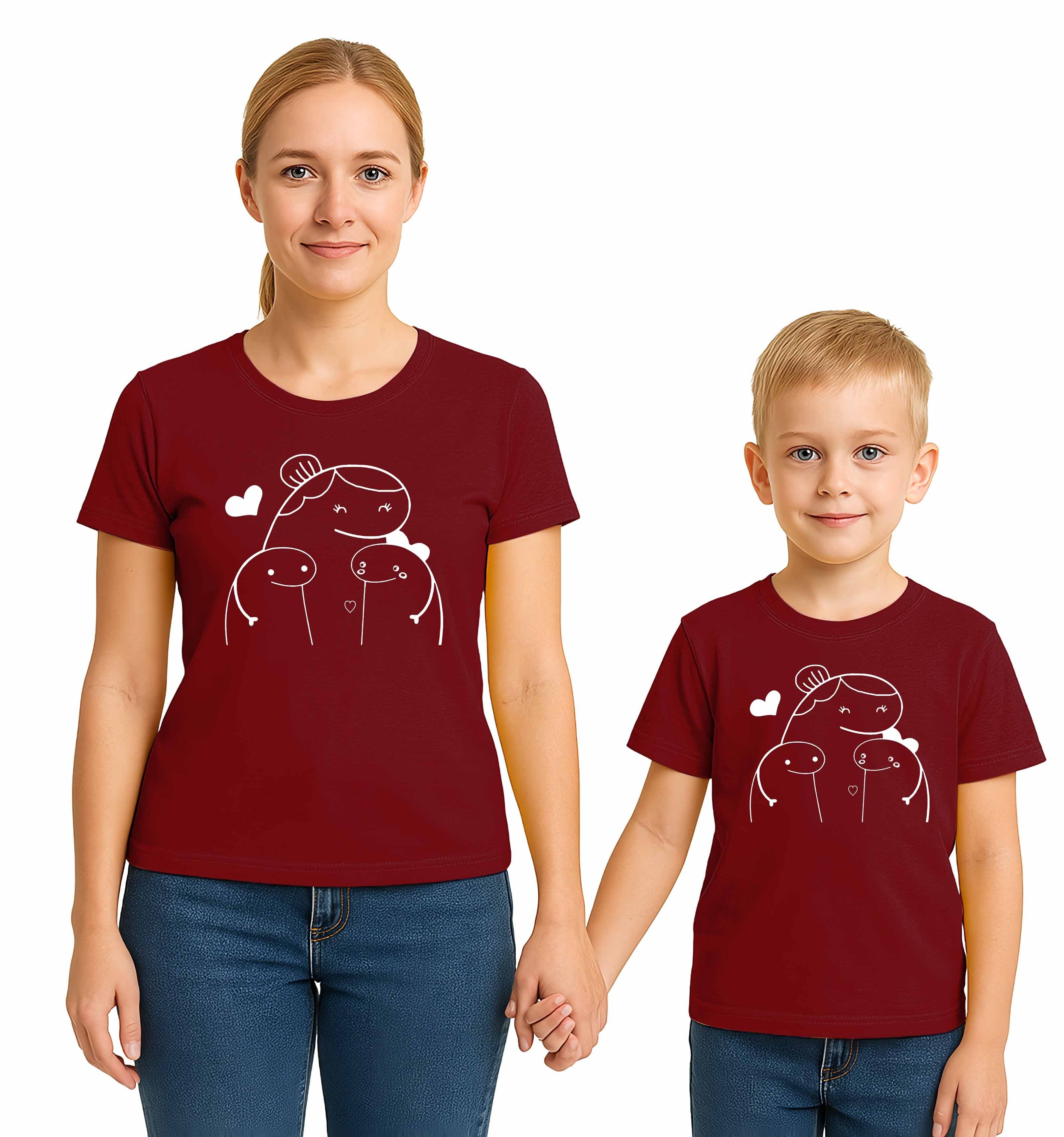 anneler günü Baskılı kadın ve çocuk tshirt pamuklu penye kumaş