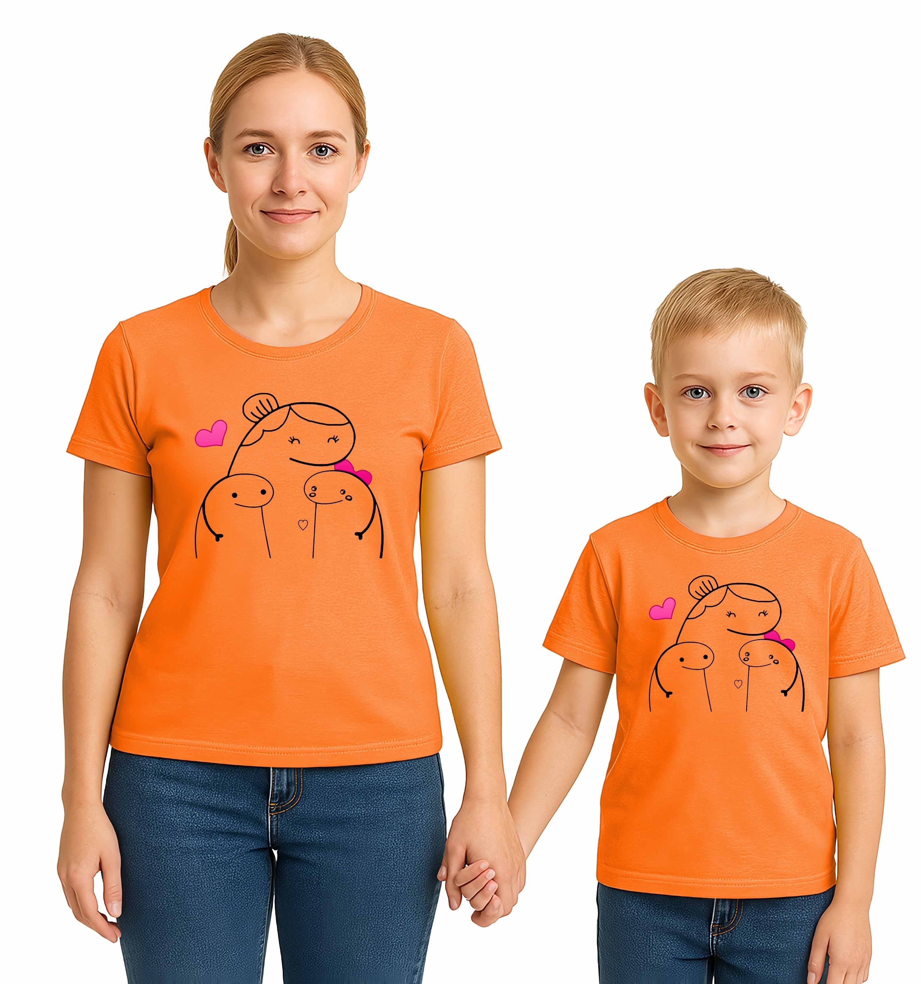 anneler günü Baskılı kadın ve çocuk tshirt pamuklu penye kumaş