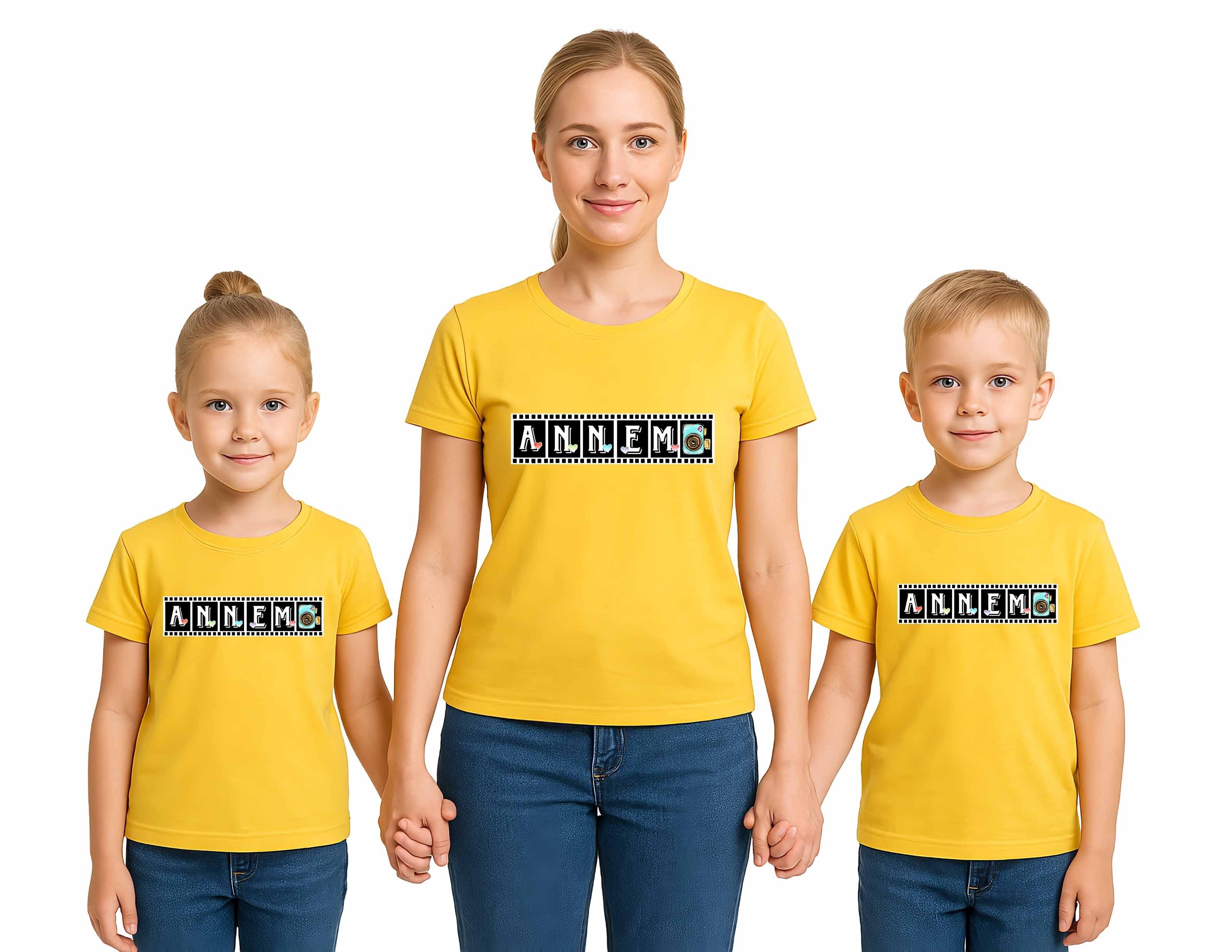 anneler günü Baskılı kadın ve çocuk tshirt pamuklu penye kumaş