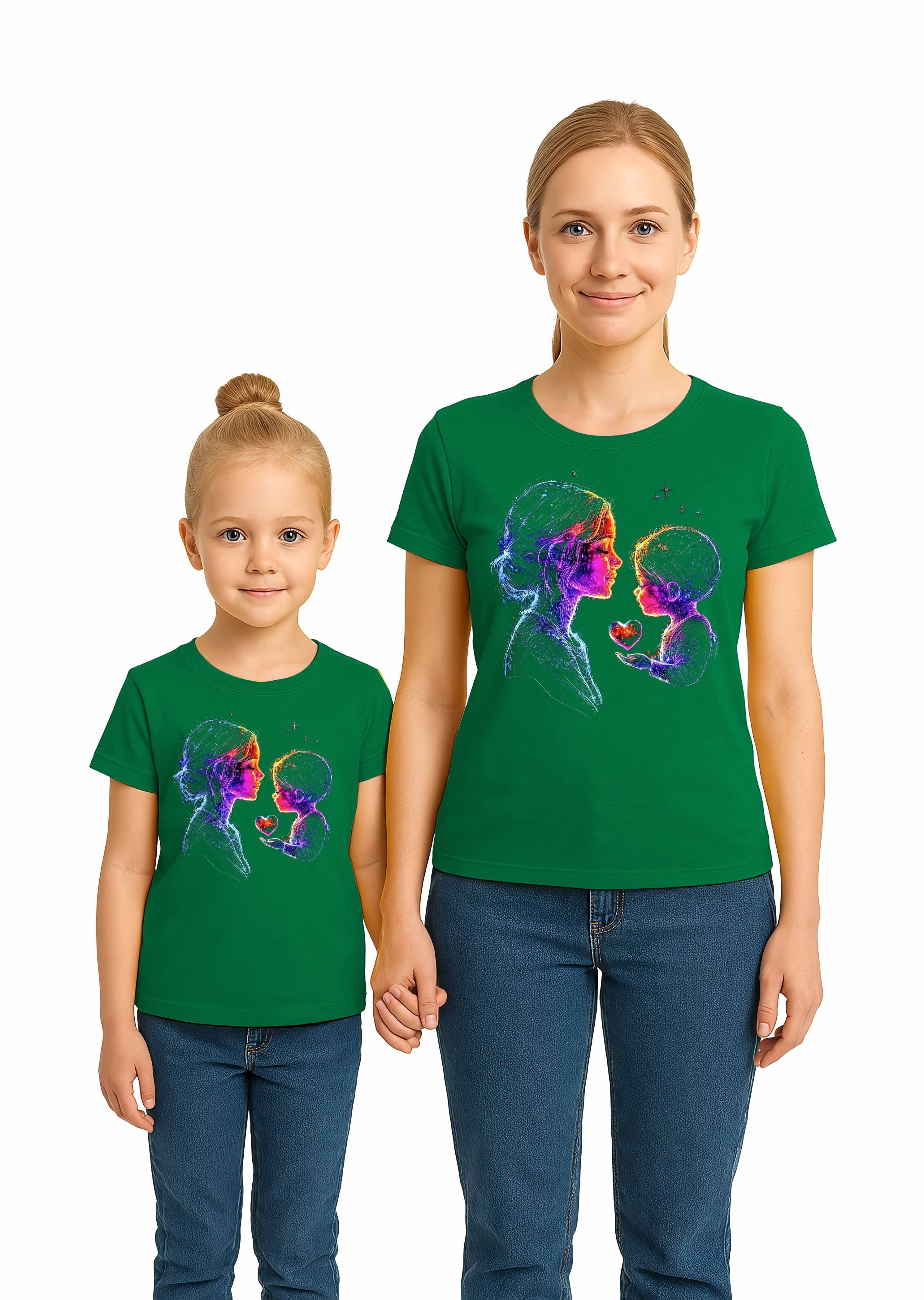 anneler günü Baskılı kadın ve çocuk tshirt pamuklu penye kumaş