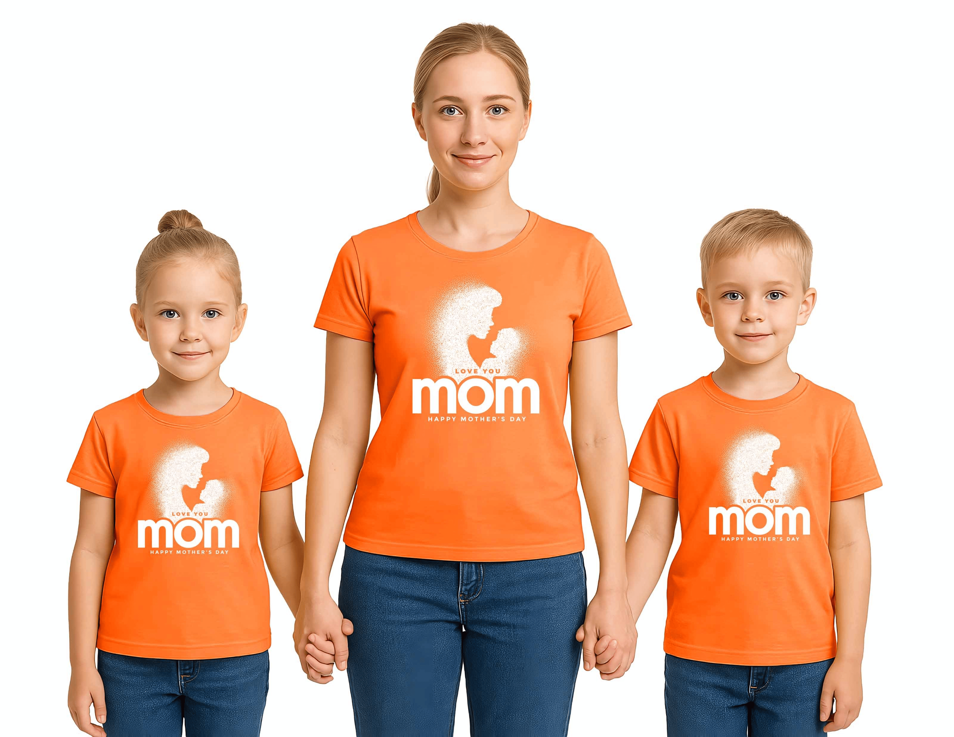 anneler günü Baskılı kadın ve çocuk tshirt pamuklu penye kumaş