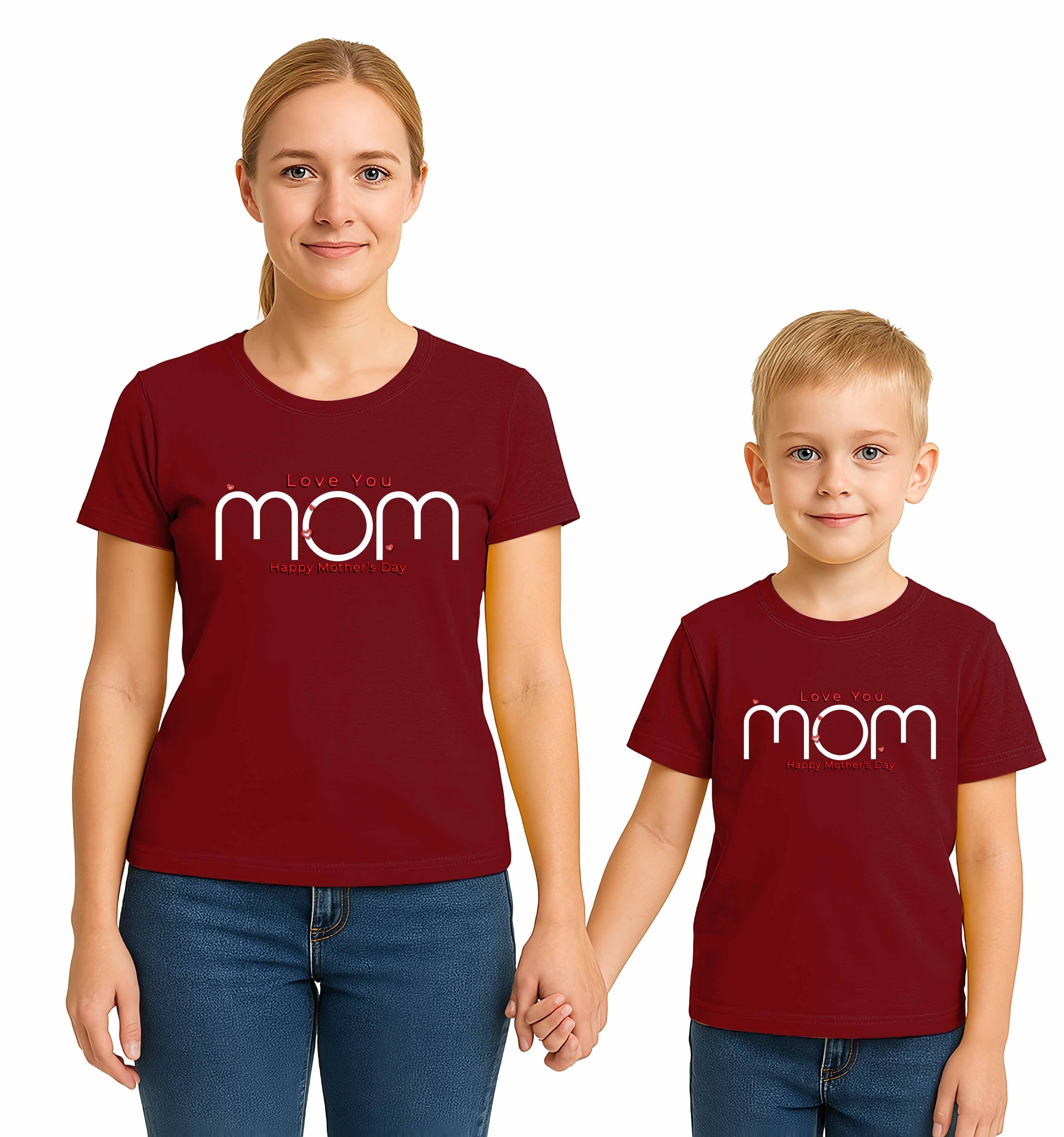 anneler günü Baskılı kadın ve çocuk tshirt pamuklu penye kumaş