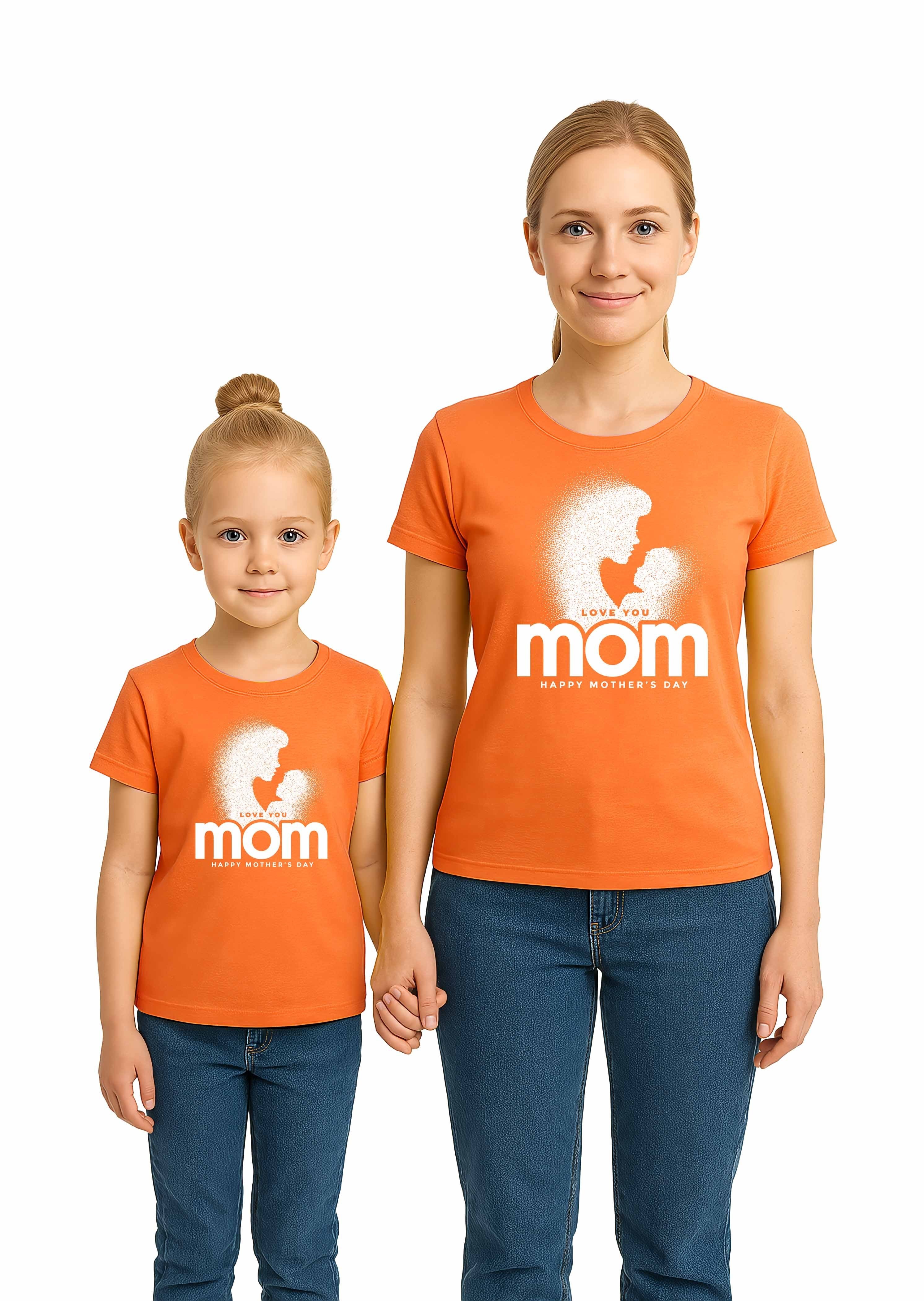 anneler günü Baskılı kadın ve çocuk tshirt pamuklu penye kumaş