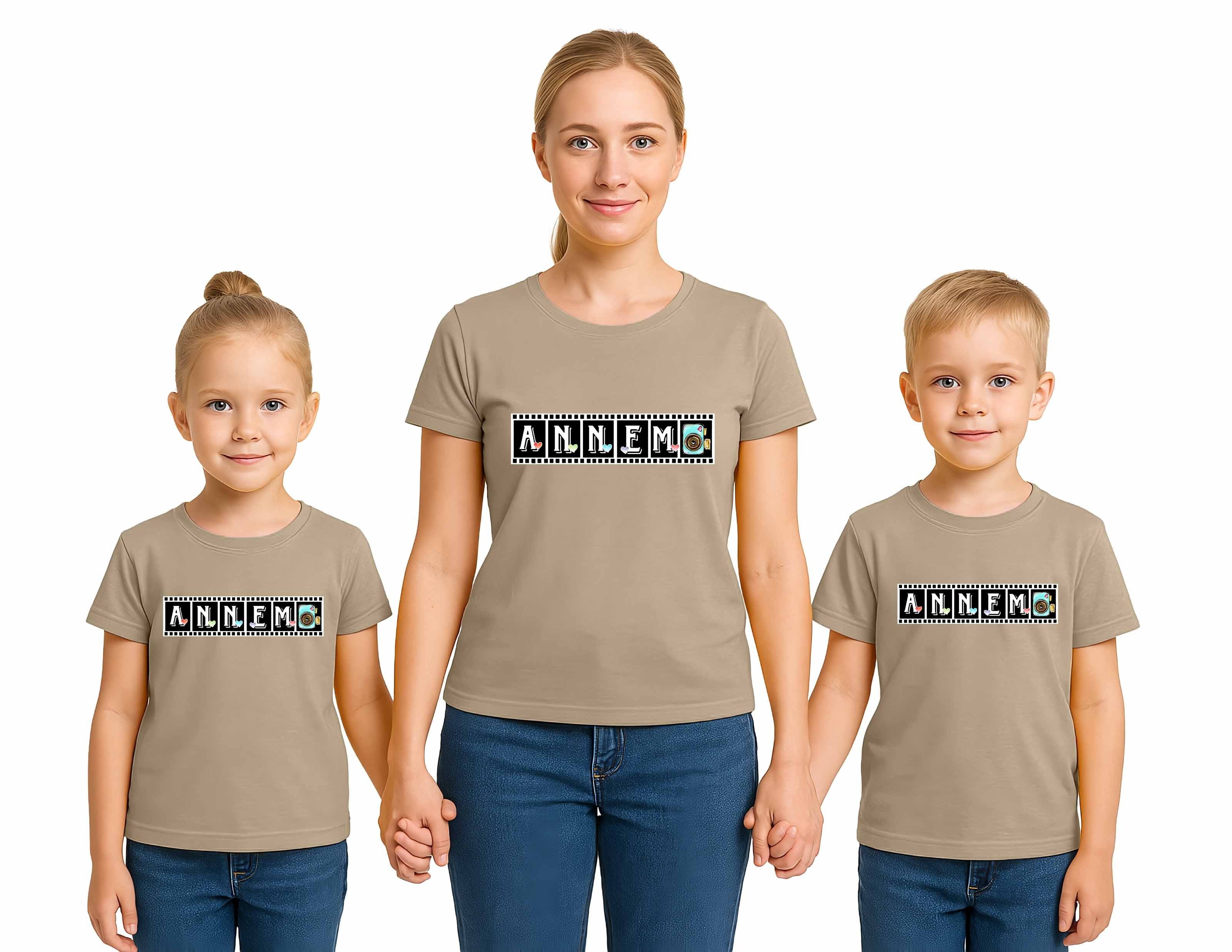 anneler günü Baskılı kadın ve çocuk tshirt pamuklu penye kumaş