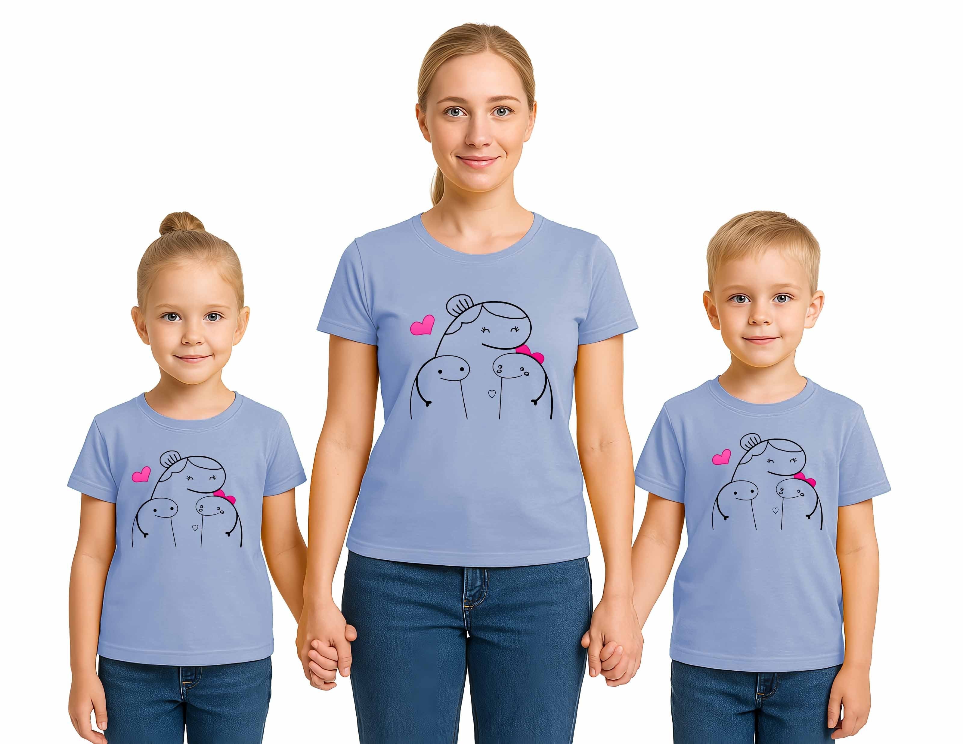 anneler günü Baskılı kadın ve çocuk tshirt pamuklu penye kumaş