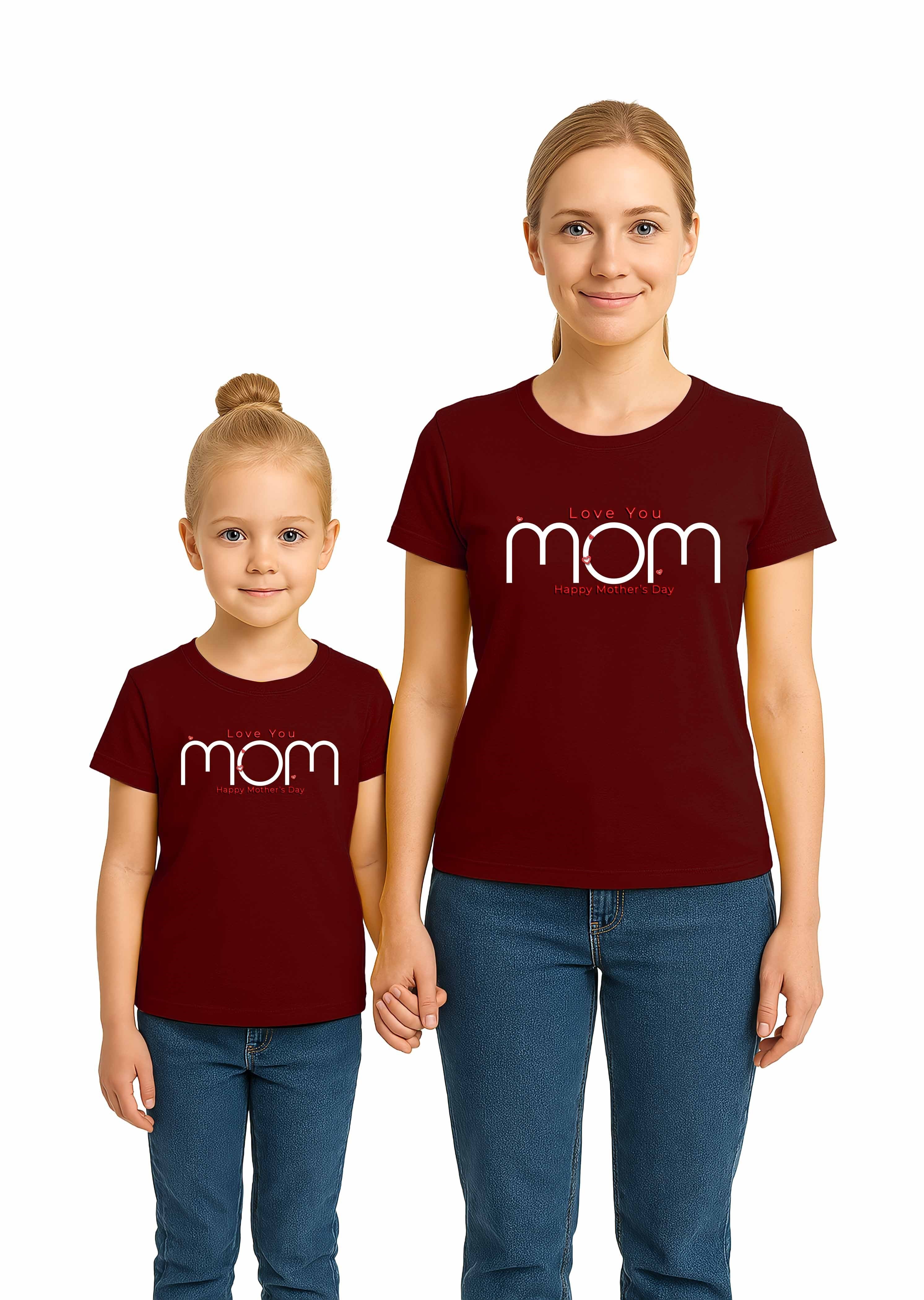 anneler günü Baskılı kadın ve çocuk tshirt pamuklu penye kumaş