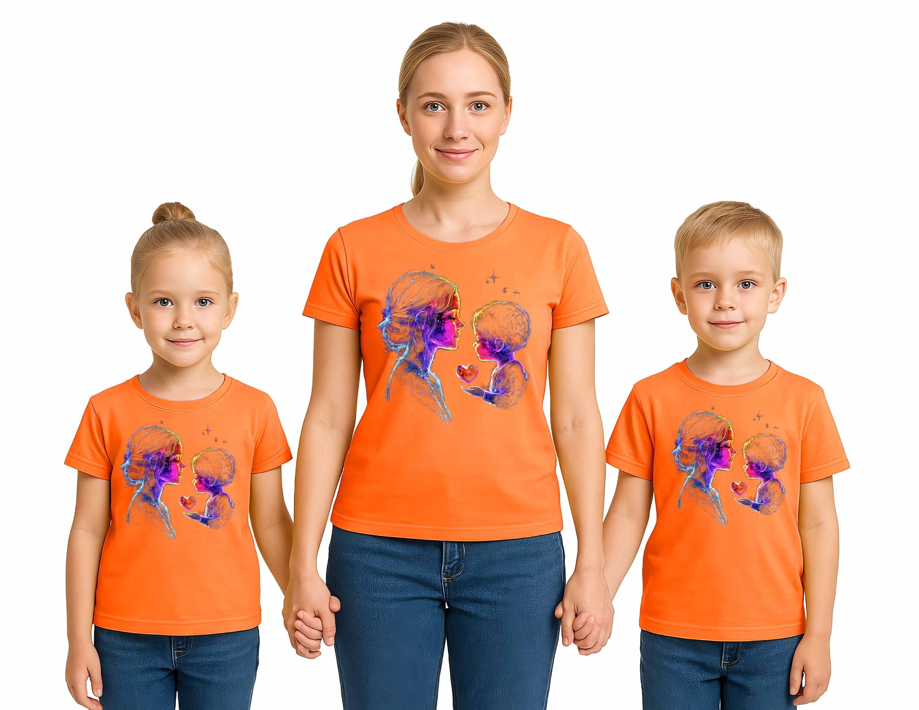 anneler günü Baskılı kadın ve çocuk tshirt pamuklu penye kumaş