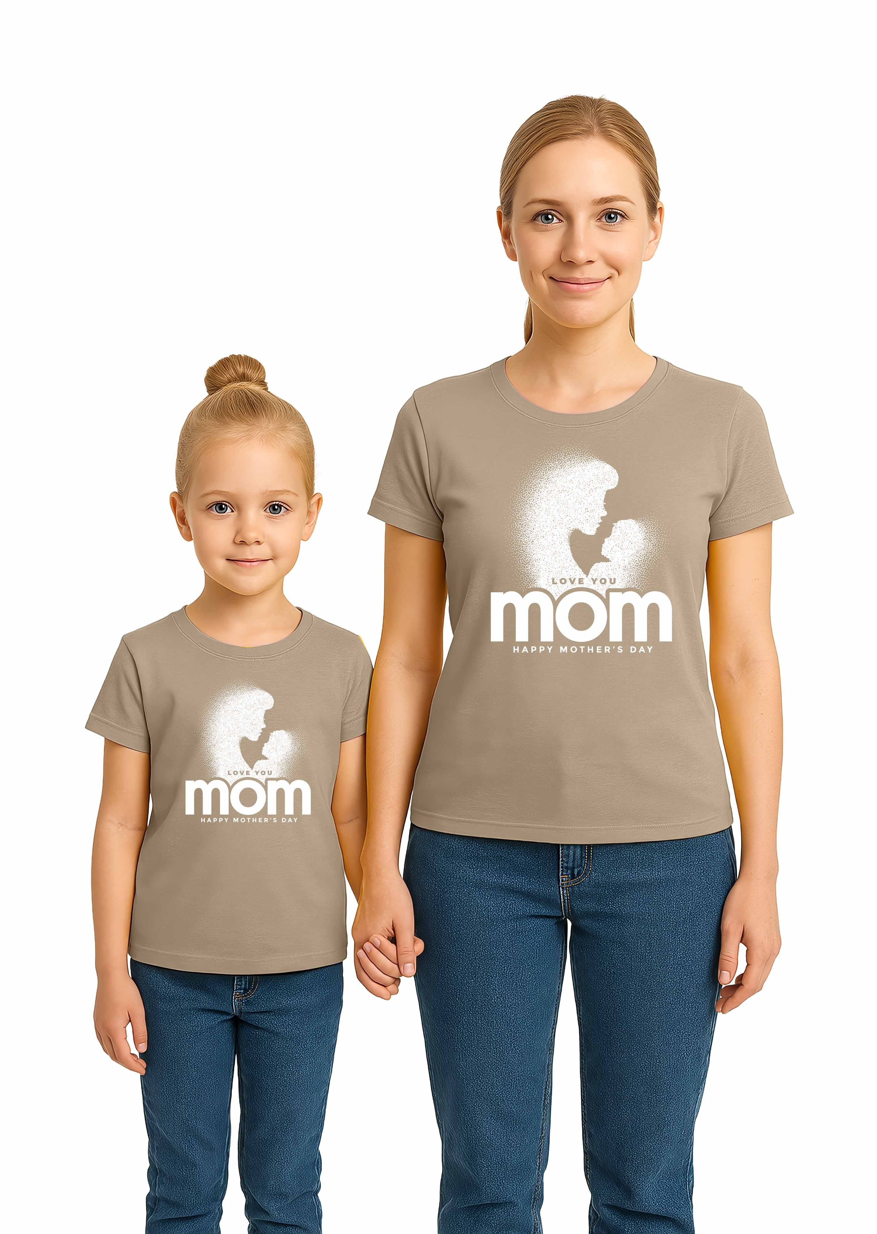 anneler günü Baskılı kadın ve çocuk tshirt pamuklu penye kumaş