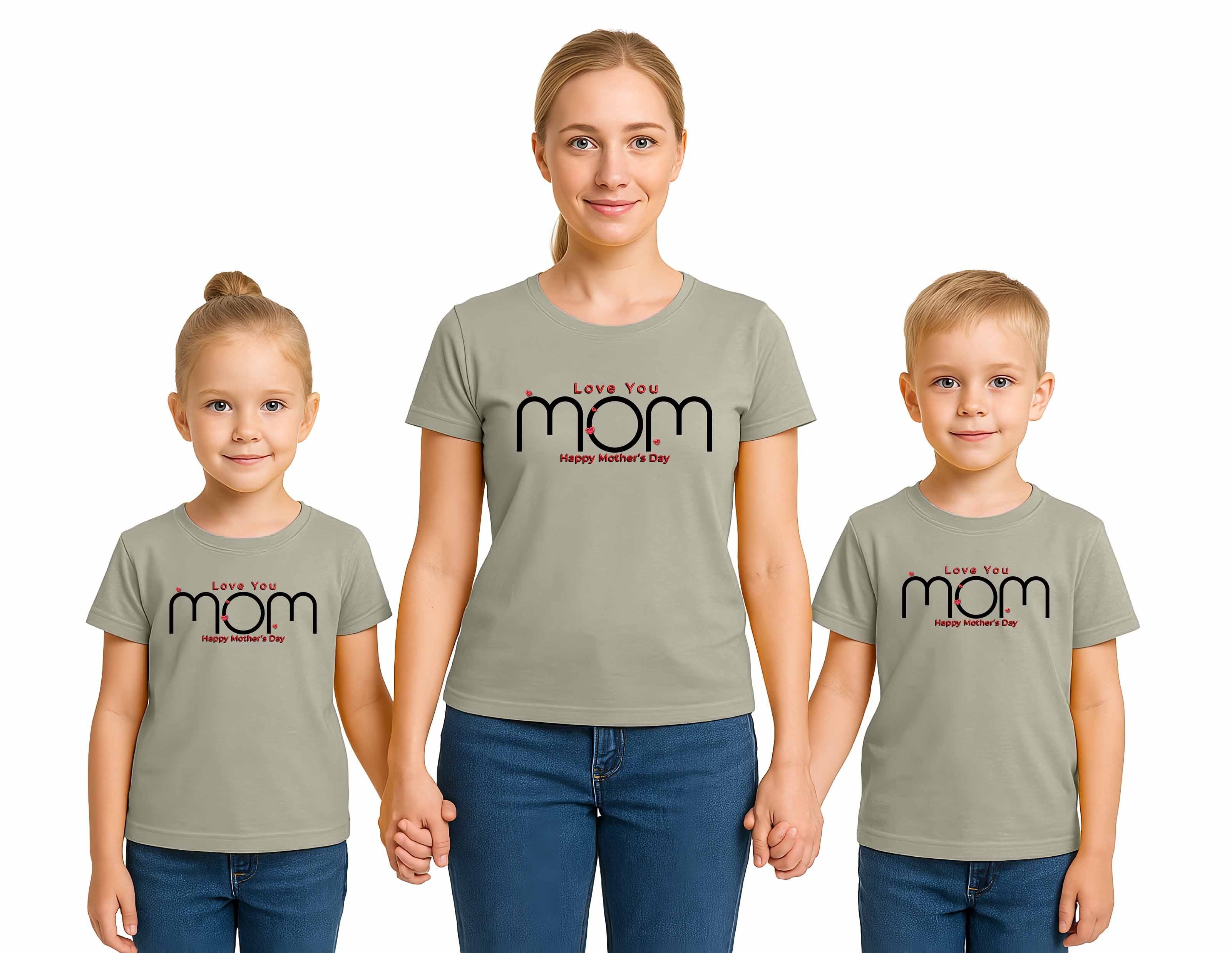 anneler günü Baskılı kadın ve çocuk tshirt pamuklu penye kumaş