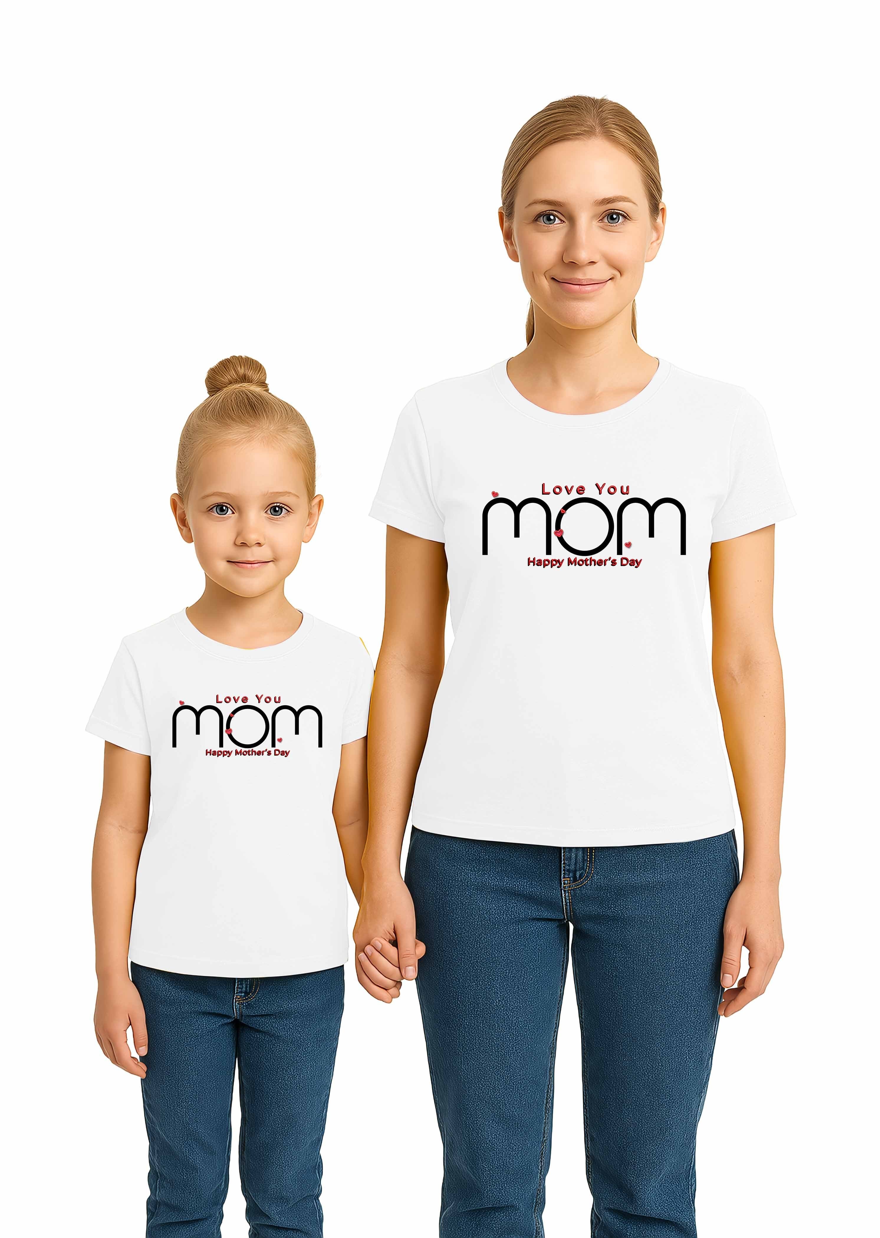 anneler günü Baskılı kadın ve çocuk tshirt pamuklu penye kumaş