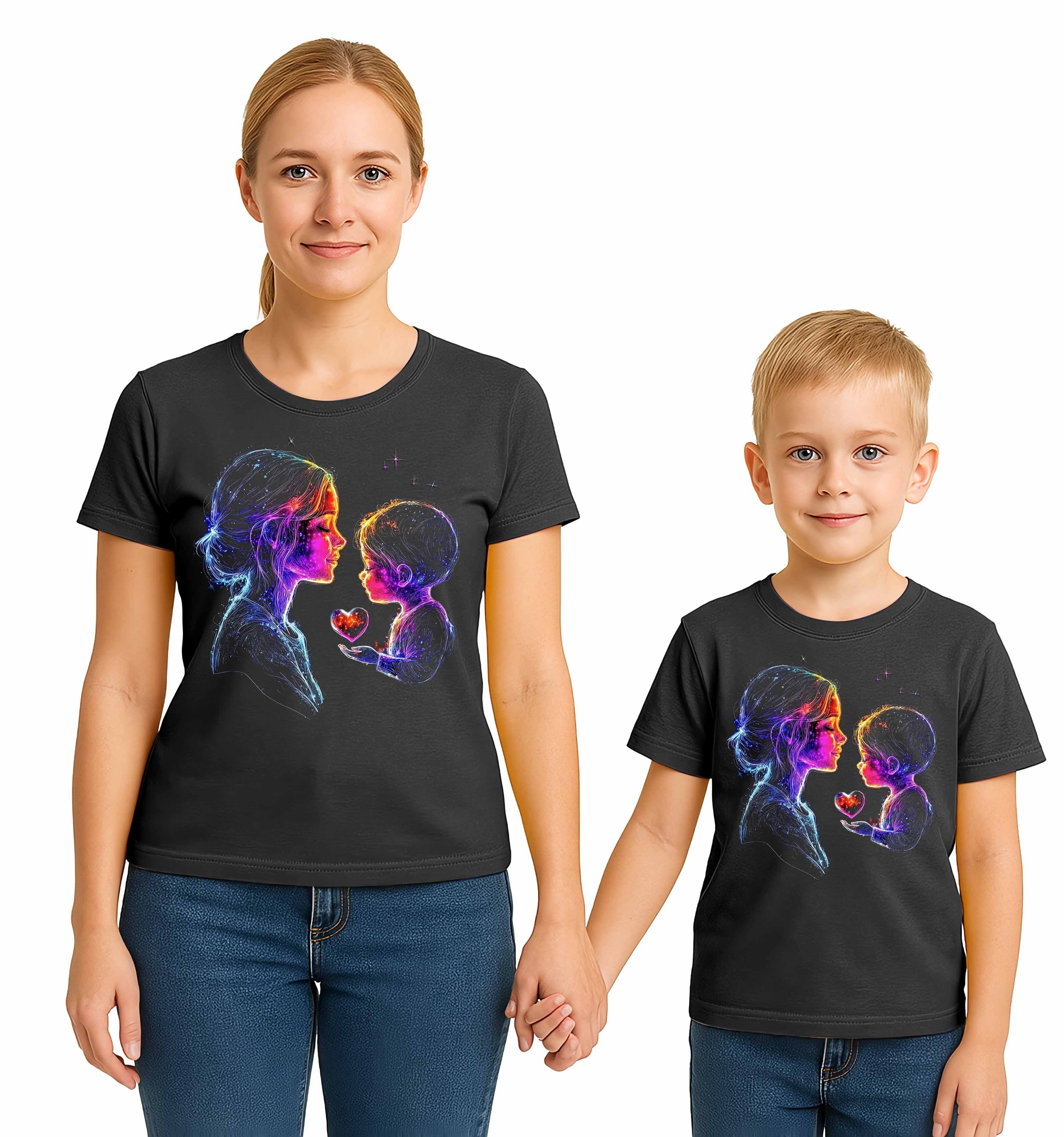 anneler günü Baskılı kadın ve çocuk tshirt pamuklu penye kumaş