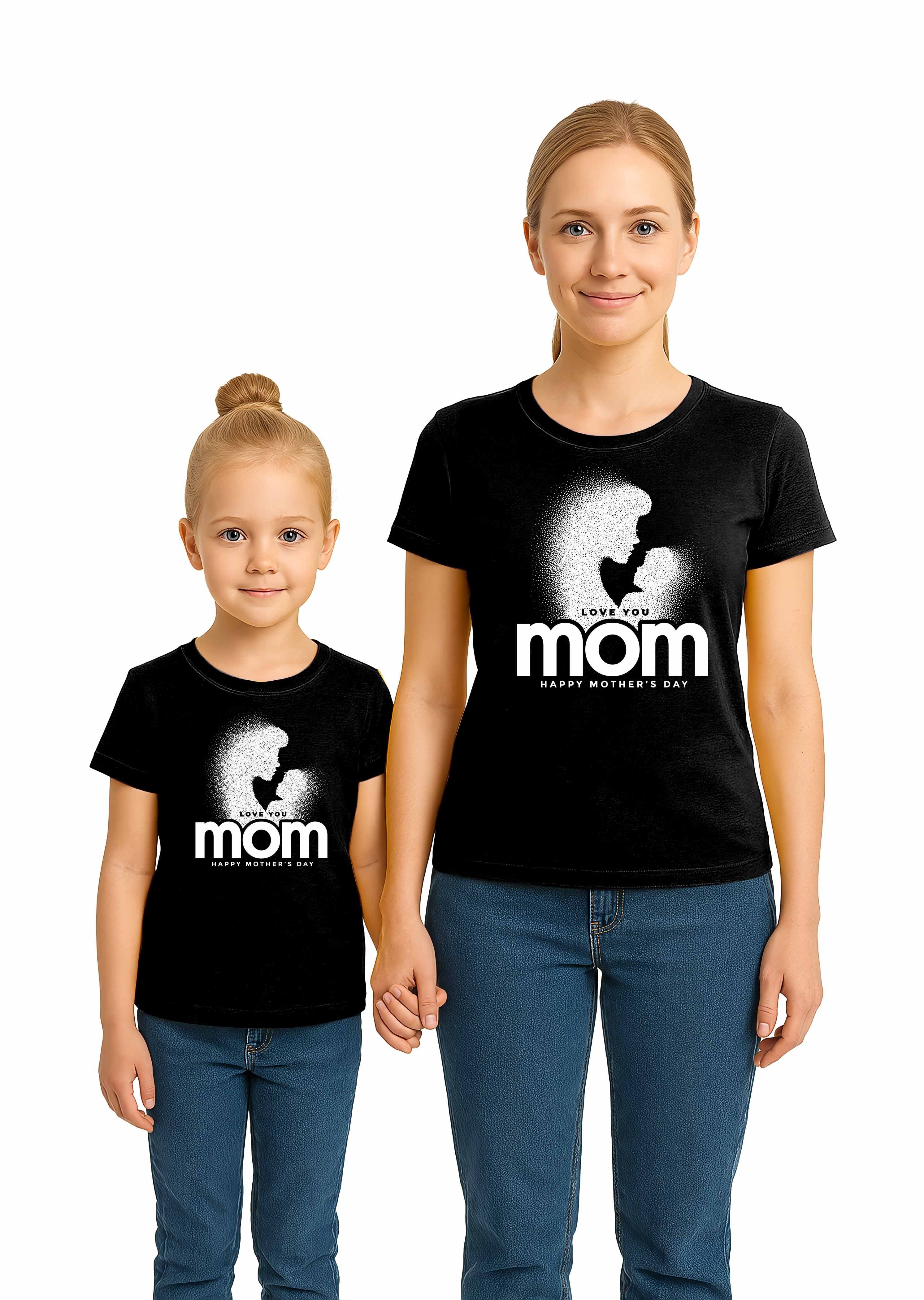 anneler günü Baskılı kadın ve çocuk tshirt pamuklu penye kumaş