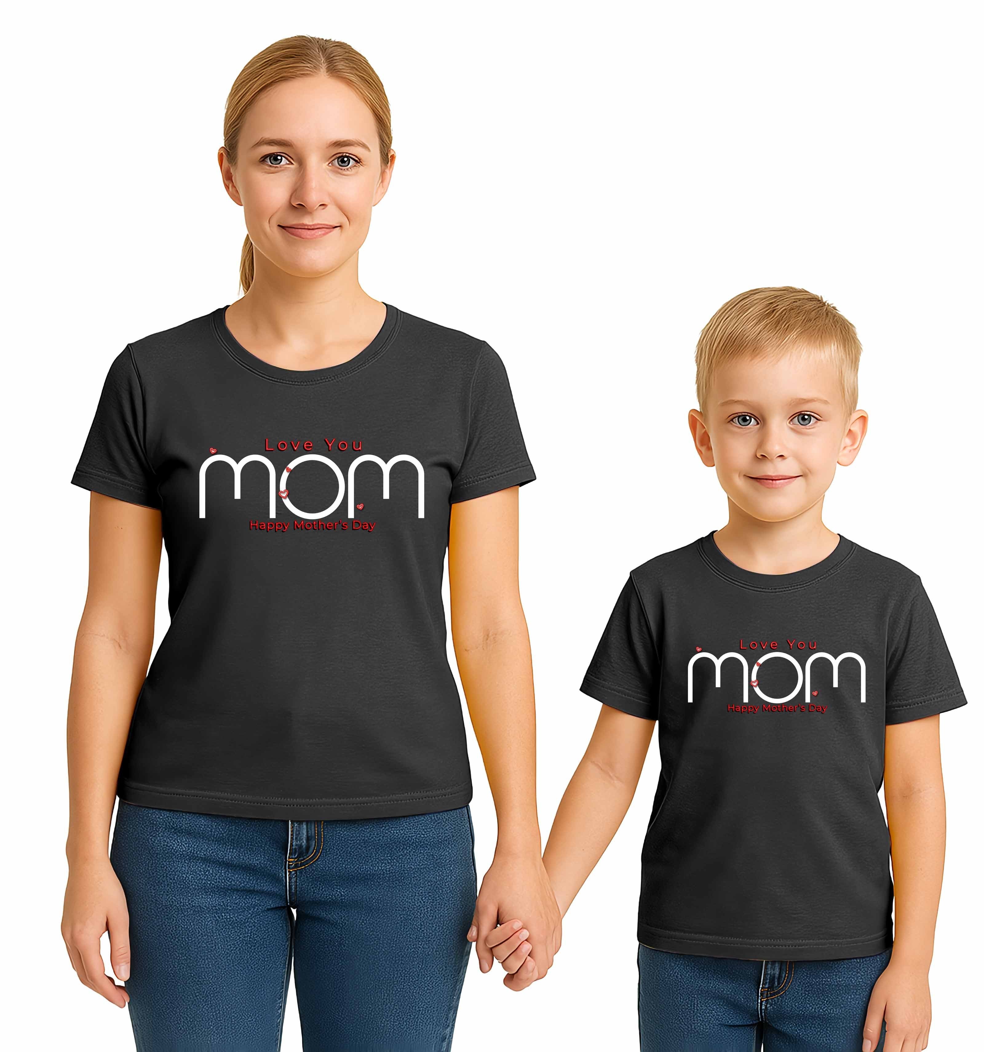 anneler günü Baskılı kadın ve çocuk tshirt pamuklu penye kumaş