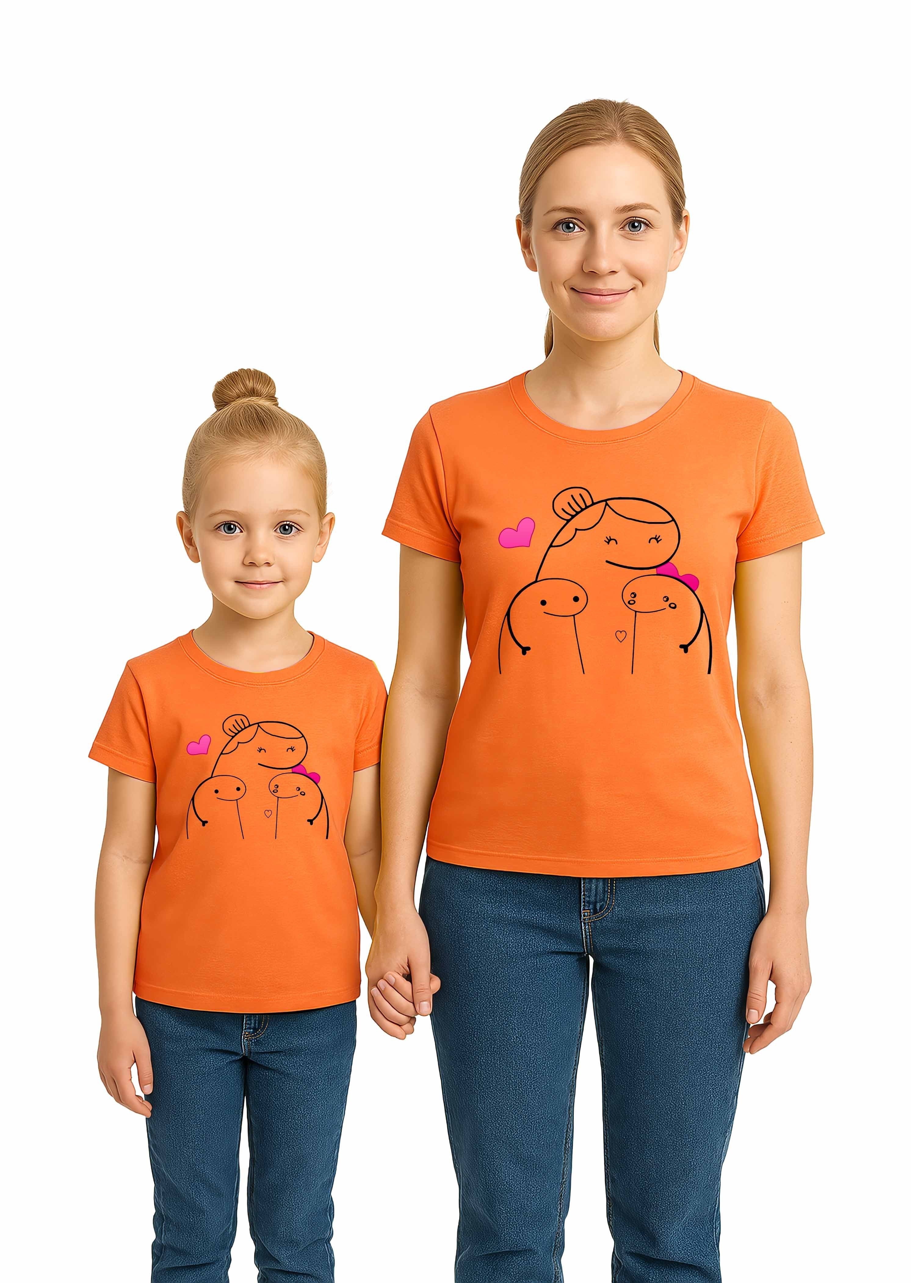 anneler günü Baskılı kadın ve çocuk tshirt pamuklu penye kumaş