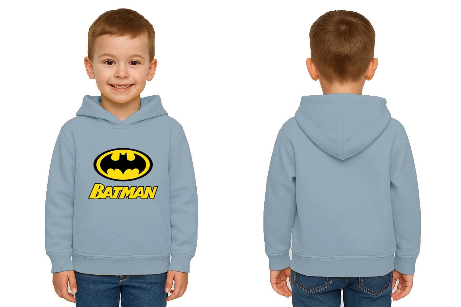 Batman Baskılı Kapüşonlu Pamuklu Kumaş Çocuk Sweatshirt