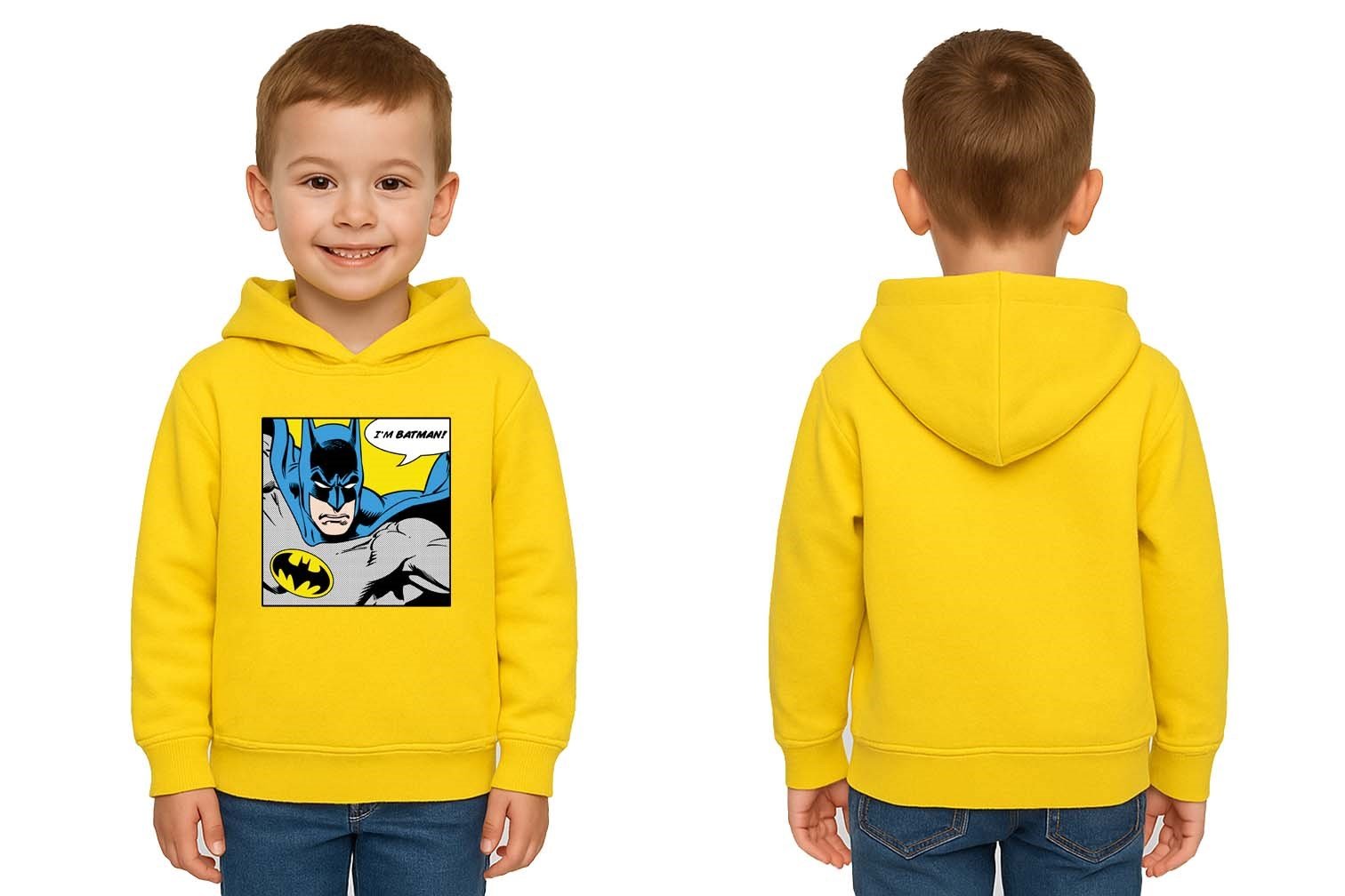 Batman baskılı kapüşonlu pamuklu kumaş çocuk sweatshirt