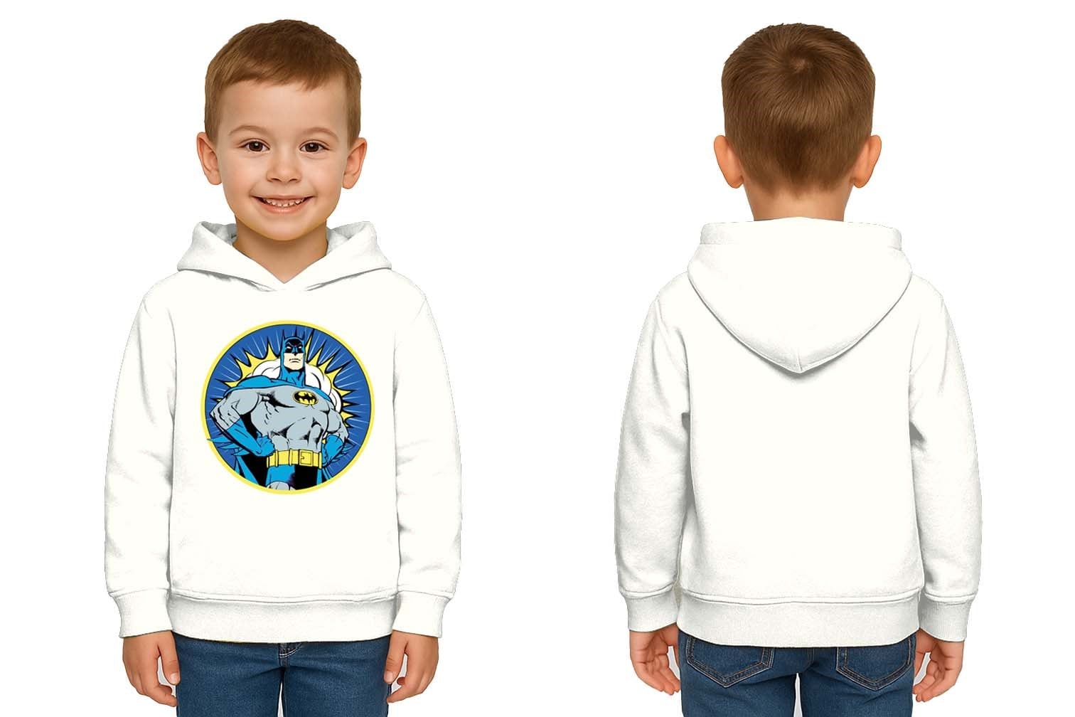 Batman baskılı kapüşonlu pamuklu kumaş çocuk sweatshirt