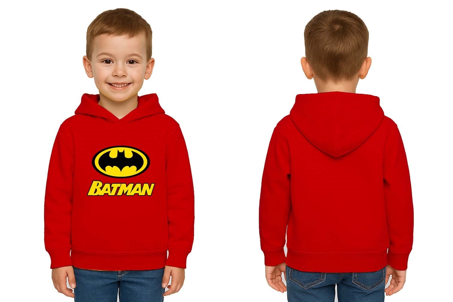 Batman Baskılı Kapüşonlu Pamuklu Kumaş Çocuk Sweatshirt