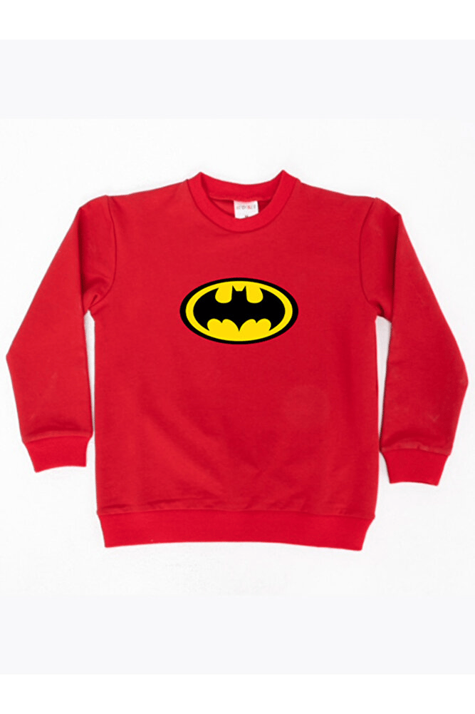 Batman baskılı pamuklu kumaş çocuk sweatshirt