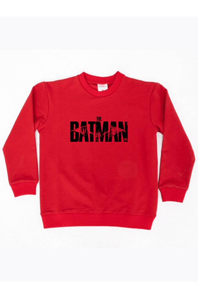 Batman baskılı pamuklu kumaş çocuk sweatshirt