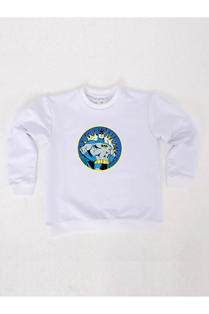 Batman baskılı pamuklu kumaş çocuk sweatshirt