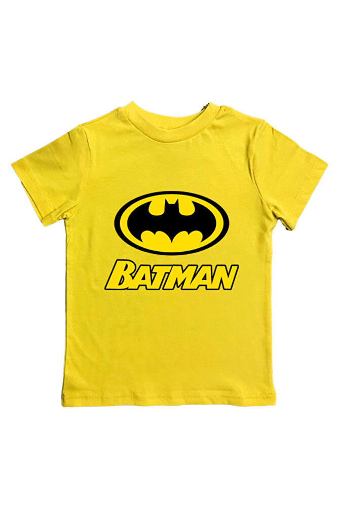 Batman baskılı pamuklu penye kumaş yazlık çocuk tişört