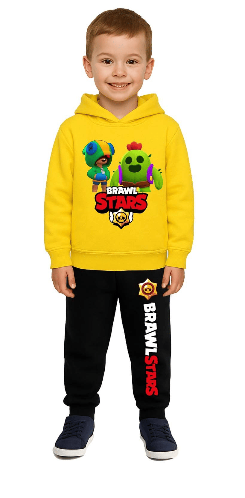 Brawl Stars Baskılı Çocuk Eşofman Takımı 3 İplik Şardonlu Pamuklu Kumaş Kapüşonlu
