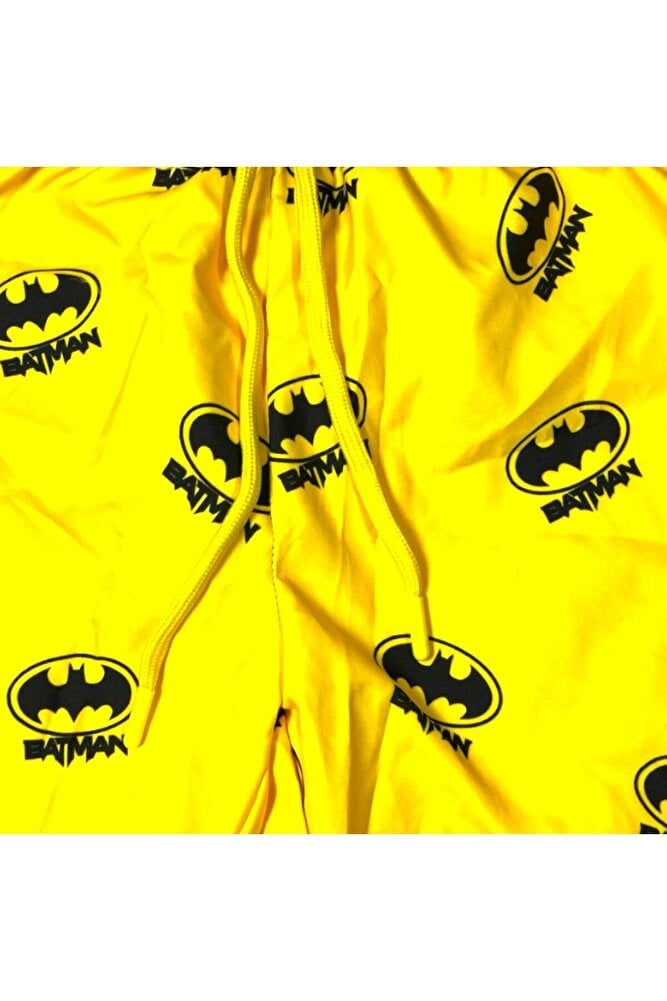 Çocuk Deniz Şortu Batman Baskılı Bel Bağlamalı Mayo Şort