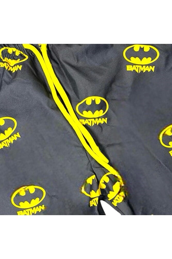 Çocuk Deniz Şortu Batman Baskılı Bel Bağlamalı Mayo Şort